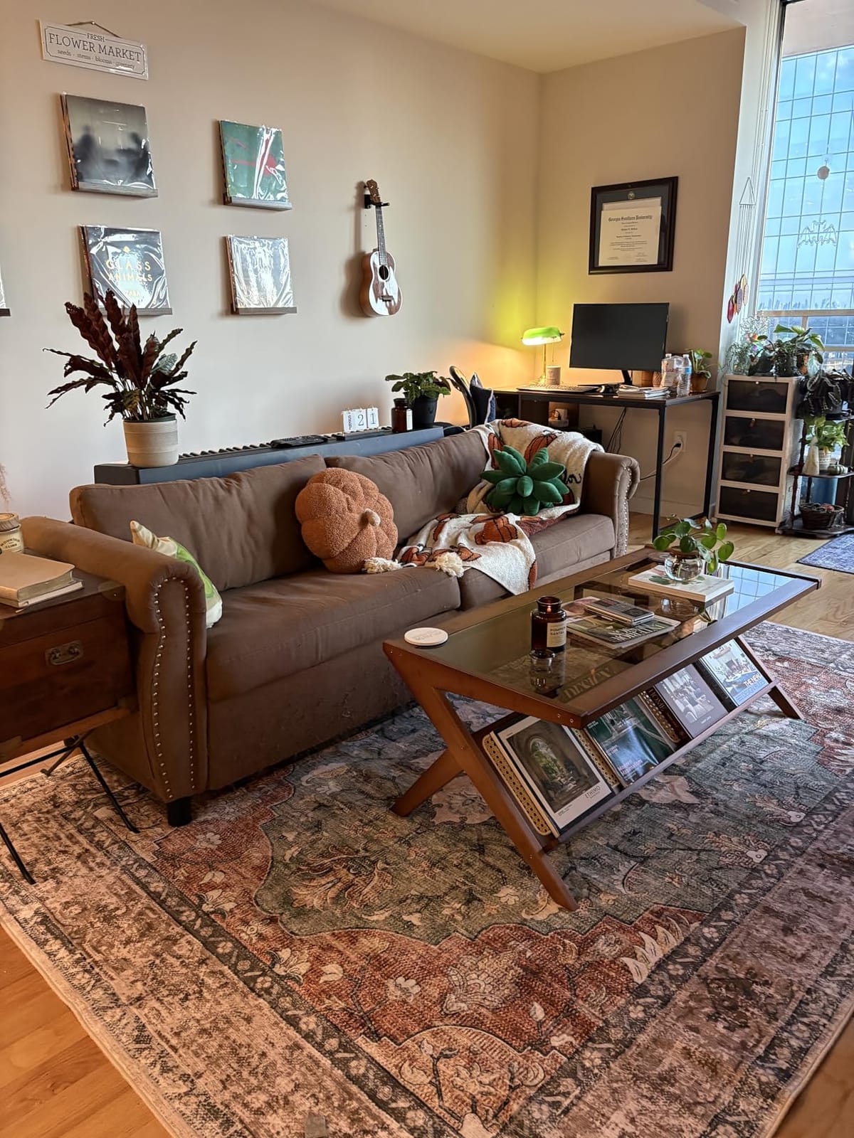 Bamworld Rattan Coffee Table with Glass Top Mid-Century Modern Center Table | with Storage for Living Room Table Brown customer photo 2