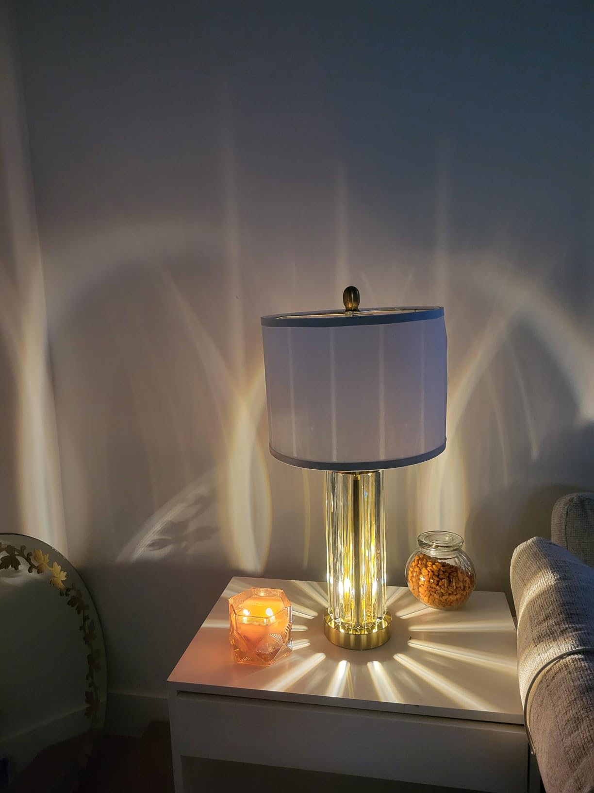 QiMH Gold Table Lamps for Bedroom Set of 2 with Nightlight, Modern Bedside Lamp with 2 USB A+C Charging Port, Clear Nightstand Lamp for Living Room White Shade Home Light Decor(LED Bulbs Included) customer photo 1