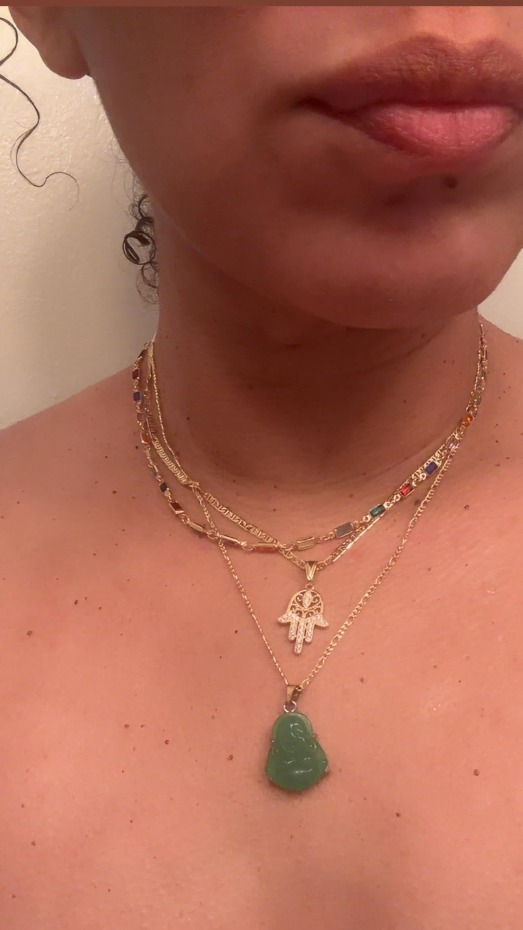 Barzel 18K Gold Plated Multi Stone Crystal Baguette Necklace for Women - Made In Brazil customer photo 1