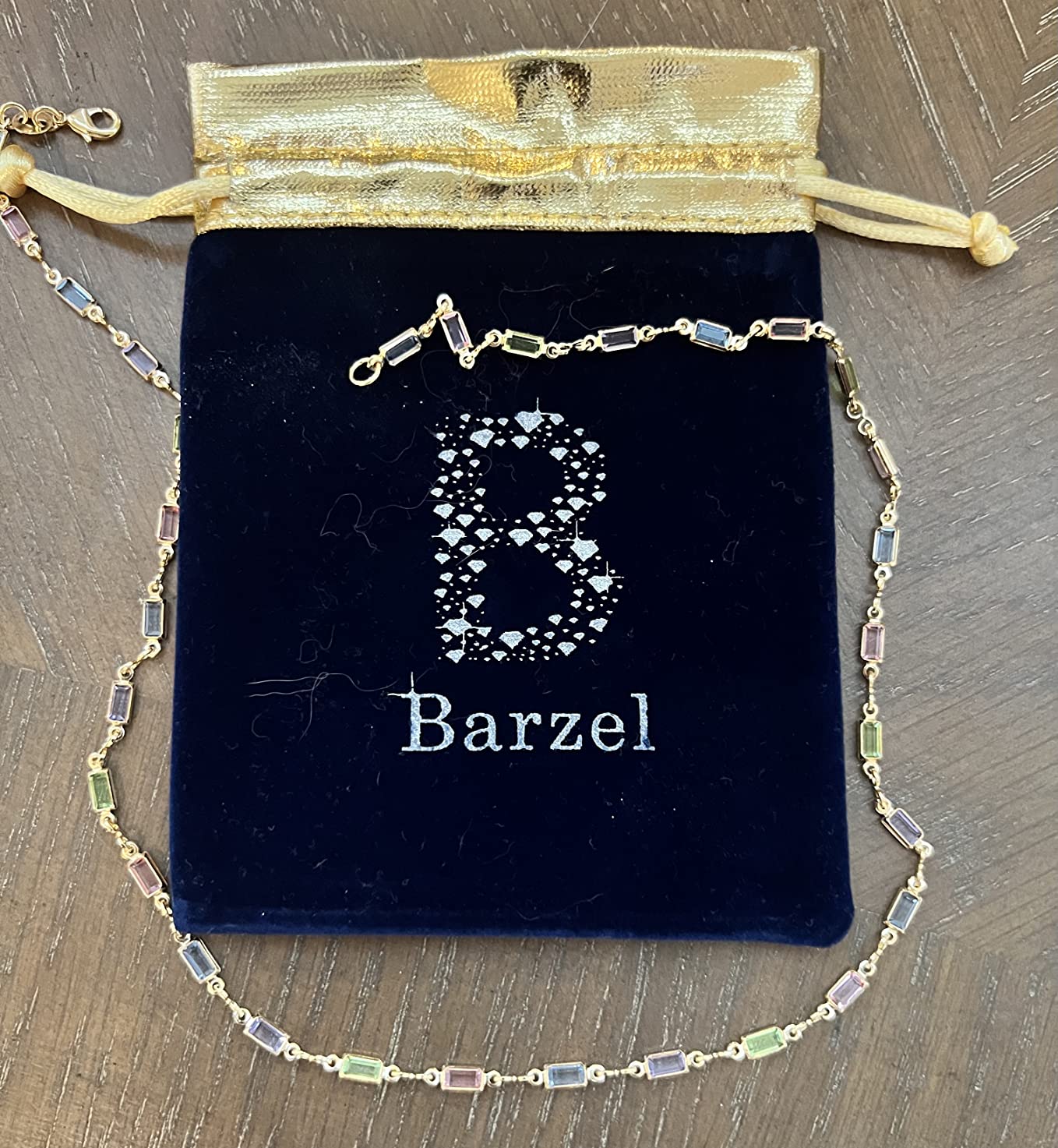 Barzel 18K Gold Plated Multi Stone Crystal Baguette Necklace for Women - Made In Brazil customer photo 2