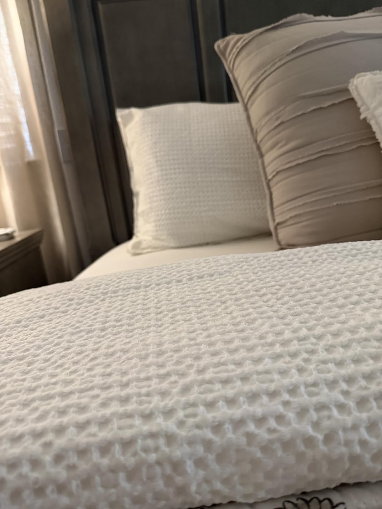 Bedsure PureWoven 3 Pieces 100% Cotton Waffle Duvet Cover Set, King, Linen | Waffle Weave Texture, Soft, Skin-Friendly, Breathable, All-Season, Machine Washable, Home Decor Gift, Good Housekeeping Seal customer photo 1