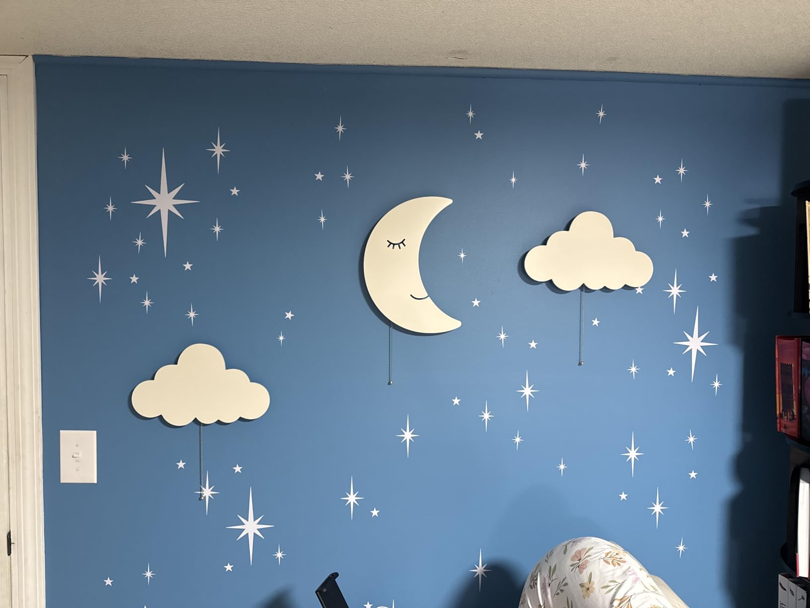 Moon Light - Floating Moon Wall Lamp | Baby Nursery Moon Night Light | Battery-Operated Moon Lamp | Moon Wall Decor for Kids Bedroom | Baby Nursery Decor with Star Stickers | Moon Wall-Lights customer photo 1