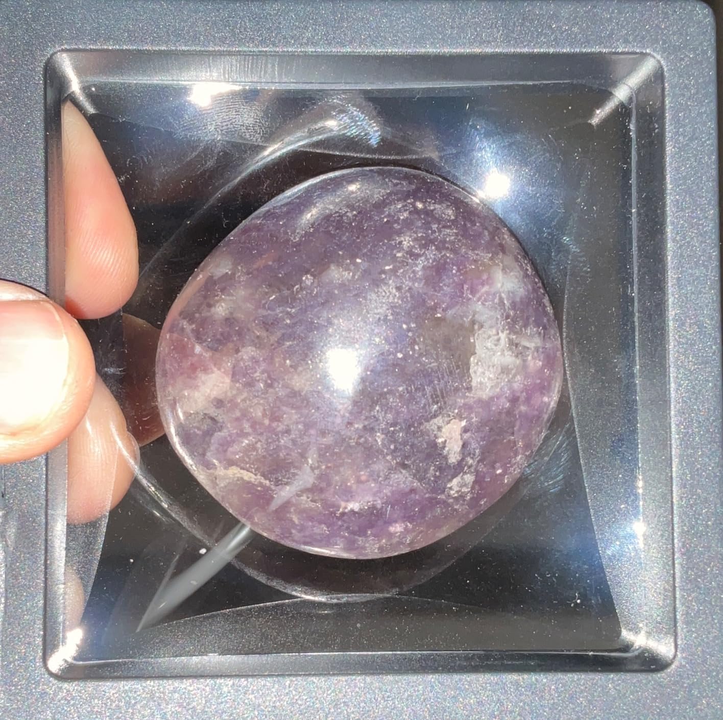 KALIFANO Palm Stone with Healing & Calming Effects - AAA+ Grade High Energy Worry Stone with Information Card - Reiki Crystal Used for Courage (Lepidolite, Family Owned and Operated) customer photo 1