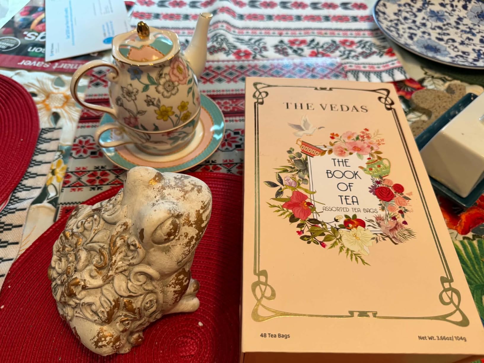 The Vedas Book Of Tea | Assorted Tea Bags Gift Box | 12 Exotic Herbal Tea Blends In Handcrafted Cotton Tea Bags & Pyramid Teabags | 4 Units of Each Variety, Net 48 | Tea Gift Hamper | Tea sampler gift set box | Tea collection | Tea sets for women gift | Tea Gift Sets customer photo 1