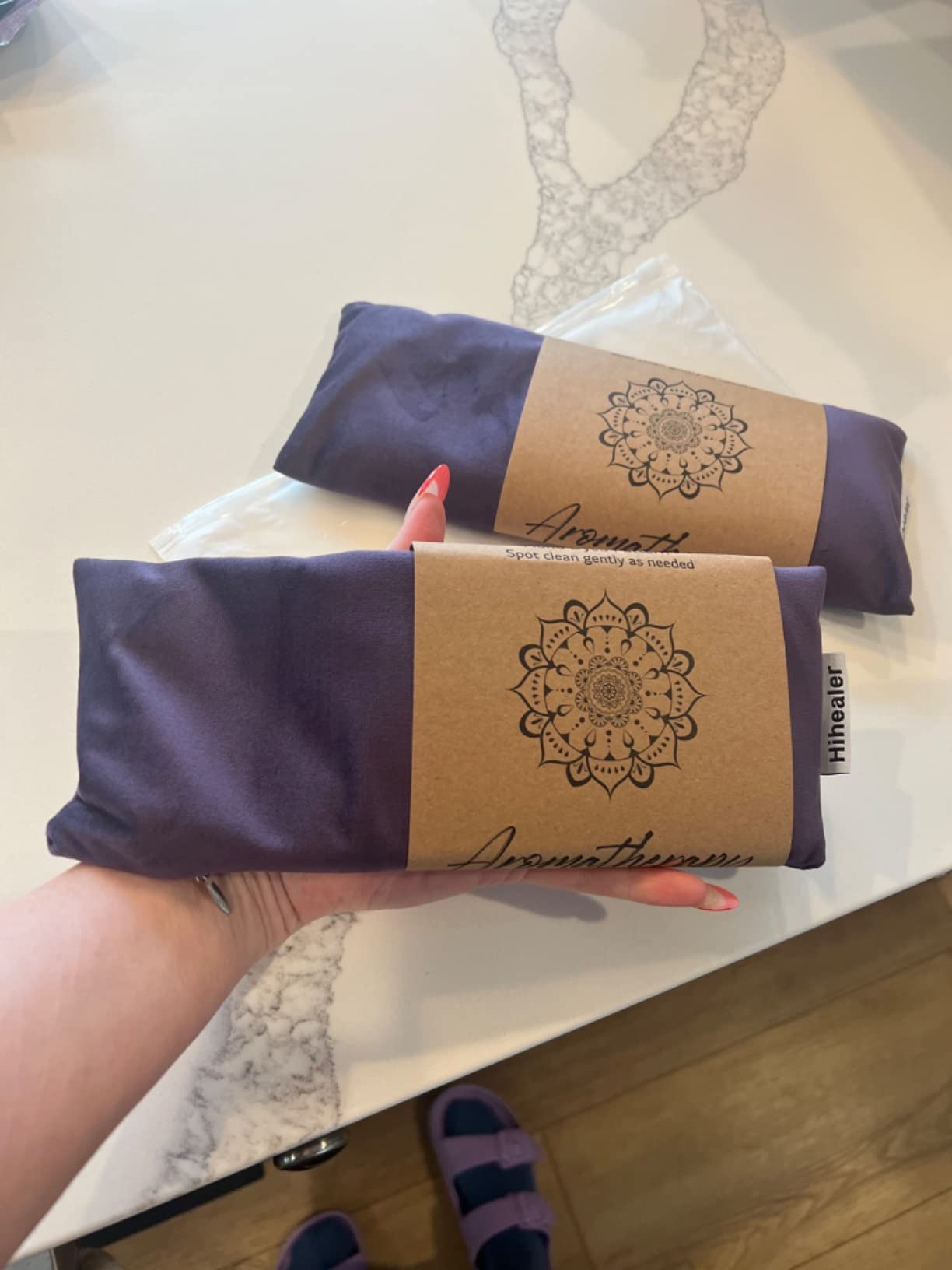 Relaxation Gifts for Women, Weighted Eye Mask for Sleeping, Yoga, Spa, Meditation, Lavender Eye Pillow Heated for Headache, Sinus & Dry Eyes Relief, Moist Heat Mask, Birthday Gifts for Mom (Purplex4) customer photo 2