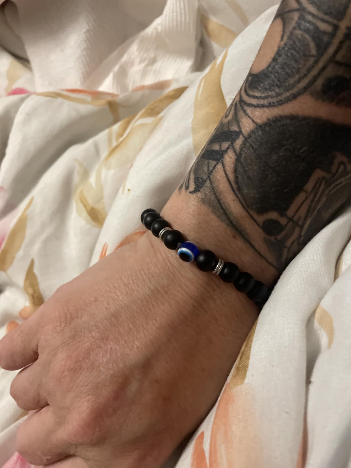 Blue Evil Eye Bracelets for Men Women-Triple Protection Bracelet | Mal de Ojo Beaded Bracelet,Lucky Turkish Nazar Amulet Spiritual Jewelry,Empath Protection Gifts for Birthday Christmas customer photo 2