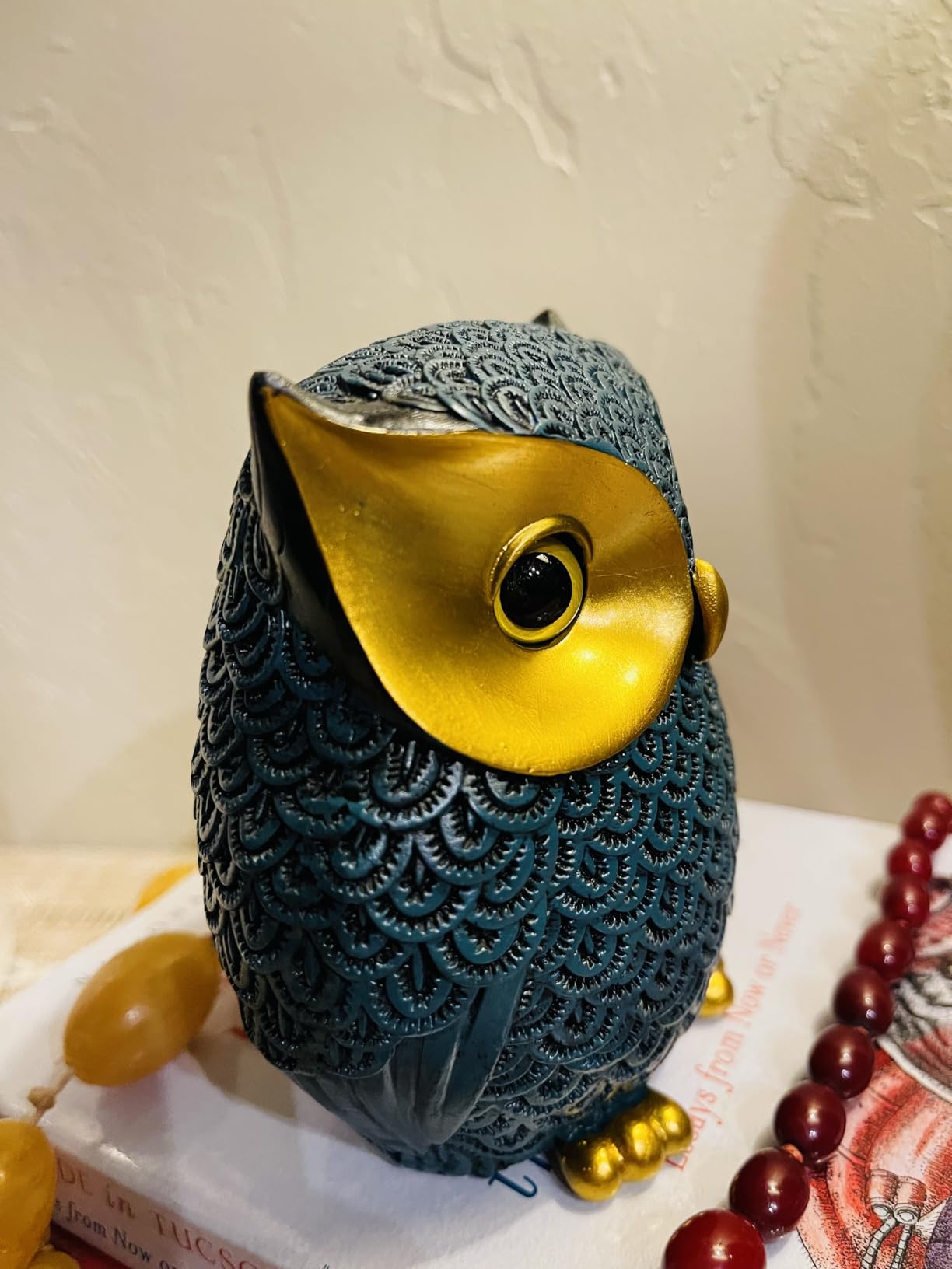 Artpaul Owl Decorations for Home Small Owl Decor Figurines Shelf Decor Home Office Living Room Decorations Birthday Gifts (Green) customer photo 1