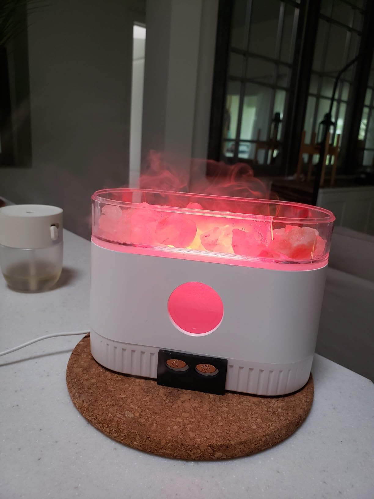 YALEDI Aromatherapy Essential Oil Diffuser, 3-in-1 Himalayan Salt Lamp Diffuser with 7 Color Lights, 200ml Ultrasonic Cool Mist Humidifier for Home Bedroom Yoga, Himalayan Pink Salt Therapy (Grey) customer photo 2