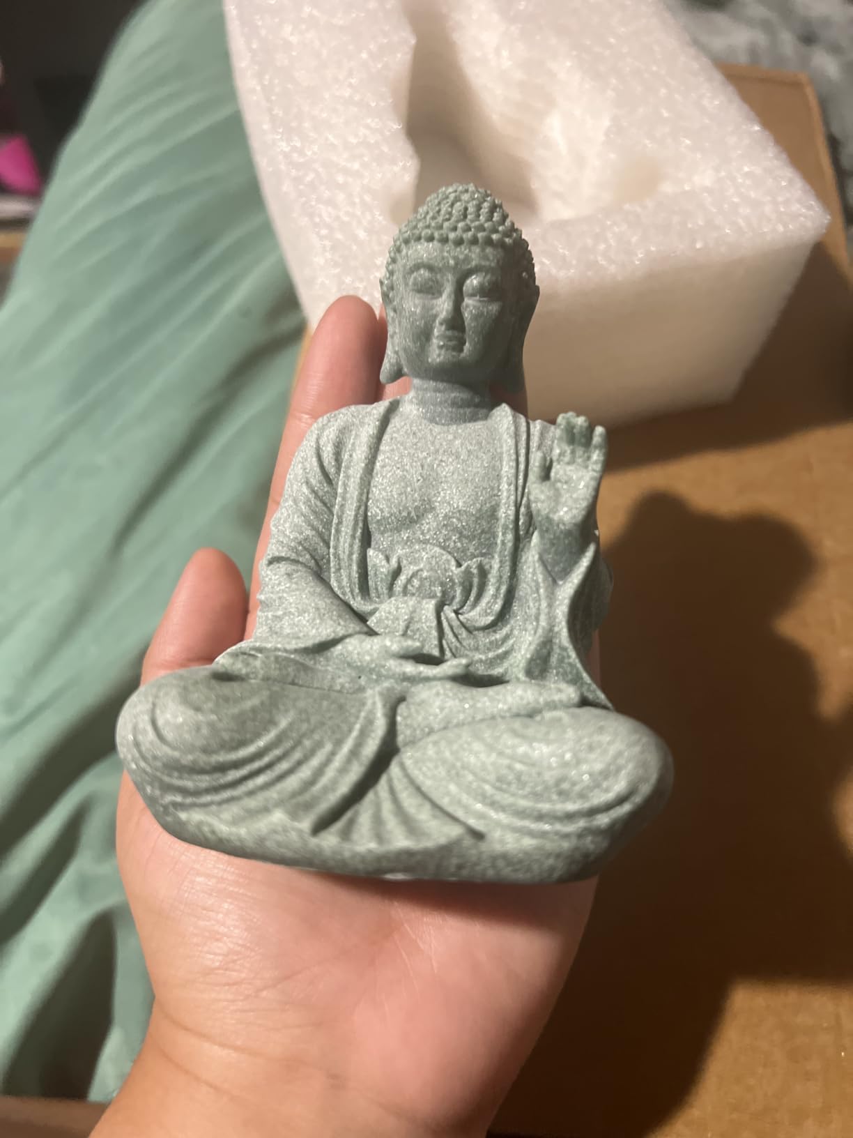 fazhongfa Mini Buddha Statue 4.7 Inch Natural Stone Handmade Buddha Sculptures Creative Zen Garden Aquarium Fish Tank Decorations Home Decor to Friend Family Mom Father as Gift (Meditation) customer photo 1