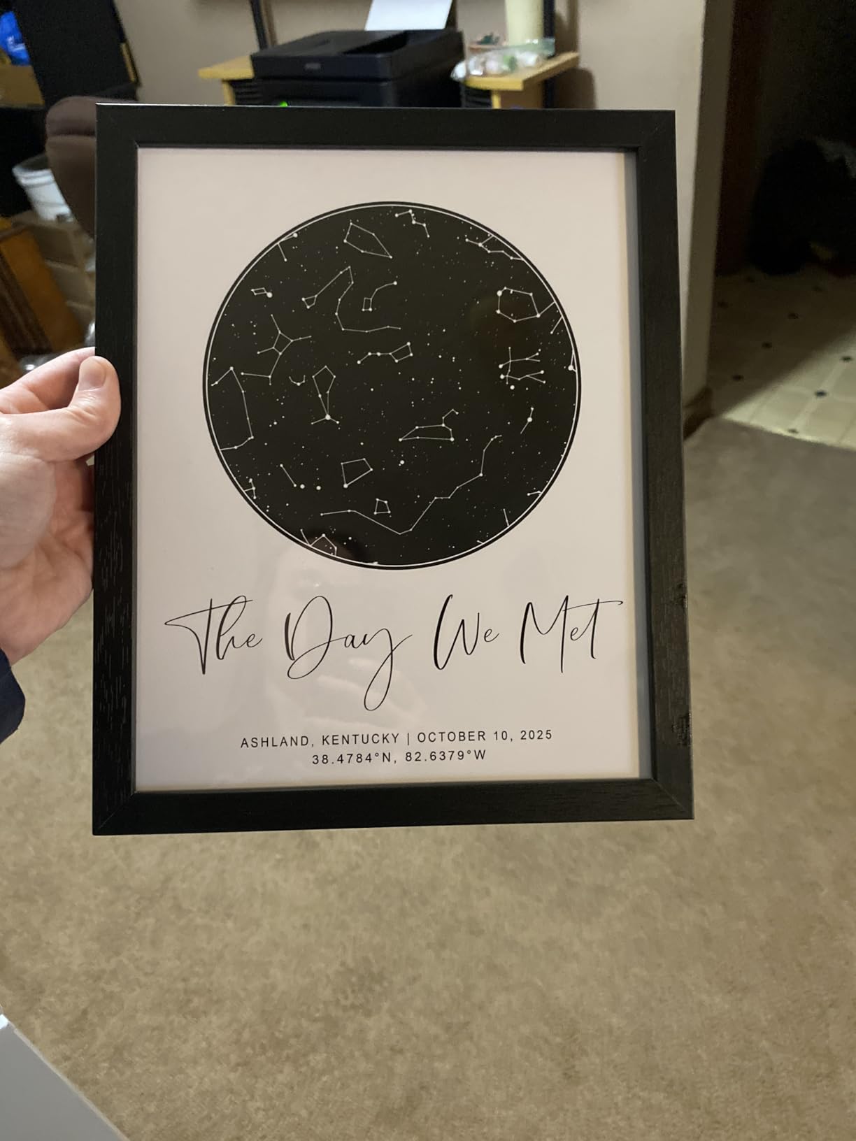 Personalized Star Map With Specific Dates & Place - Custom Constellation Map Print, Unframed - Special Occasion Star Chart Wall Art - Anniversary, Engagement, Wedding Romantic Gift (Black) customer photo 2