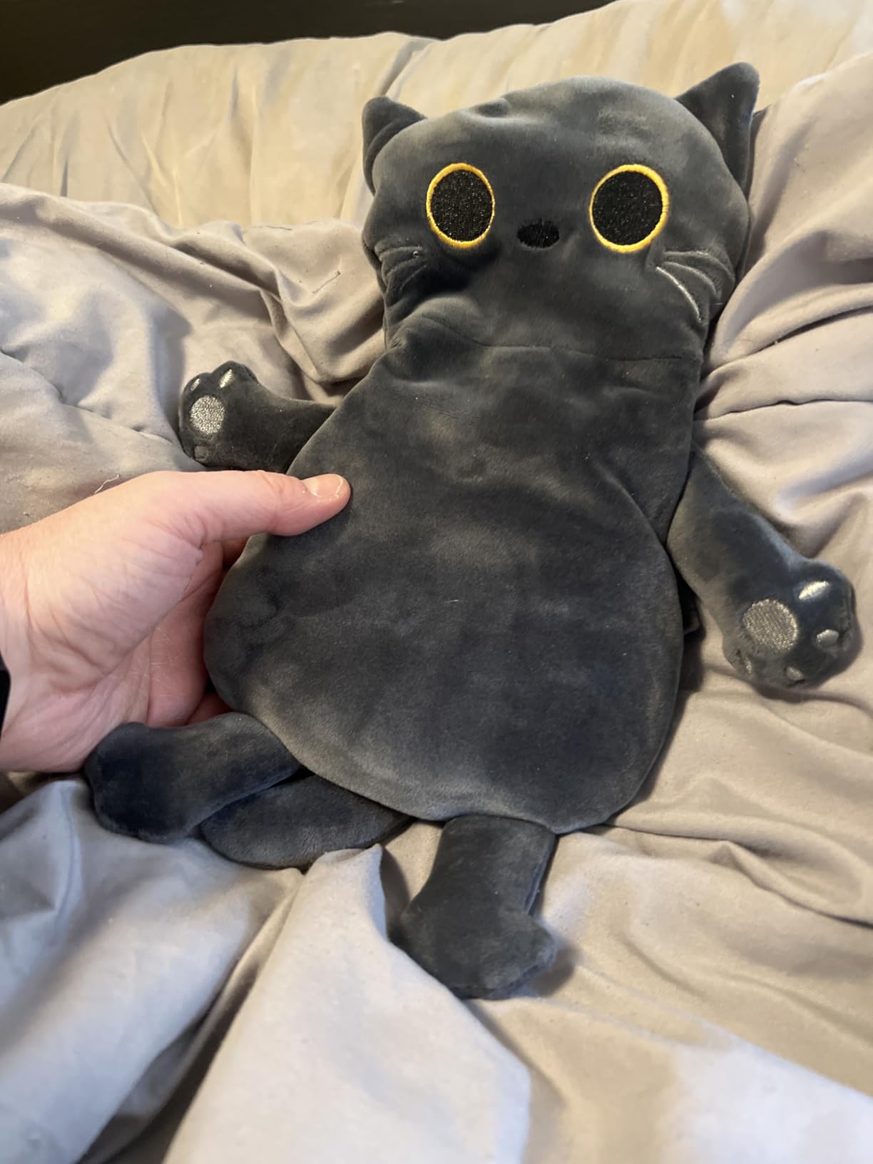 Microwave Heating Pad for Cramps Pain Relief, 16 * 12'' Moist Microwavable Period Menstrual Heating Pads for Cramps, Back, Neck Shoulder and Knee, Cute Stuffed Animal Heating Pad - Grey Cat customer photo 2