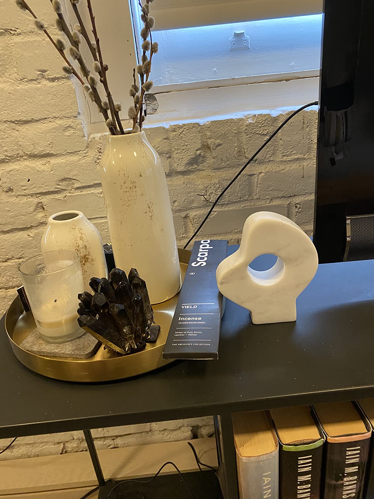 Decorative Abstract Marble Sculptures, Set of 2 Styles, White customer photo 1