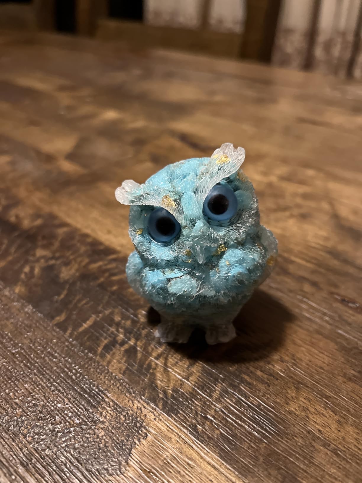 OwMell Owl Statue Tumbled Stone Gemstone Owl Figurine Home Shelf Decor | 2.5