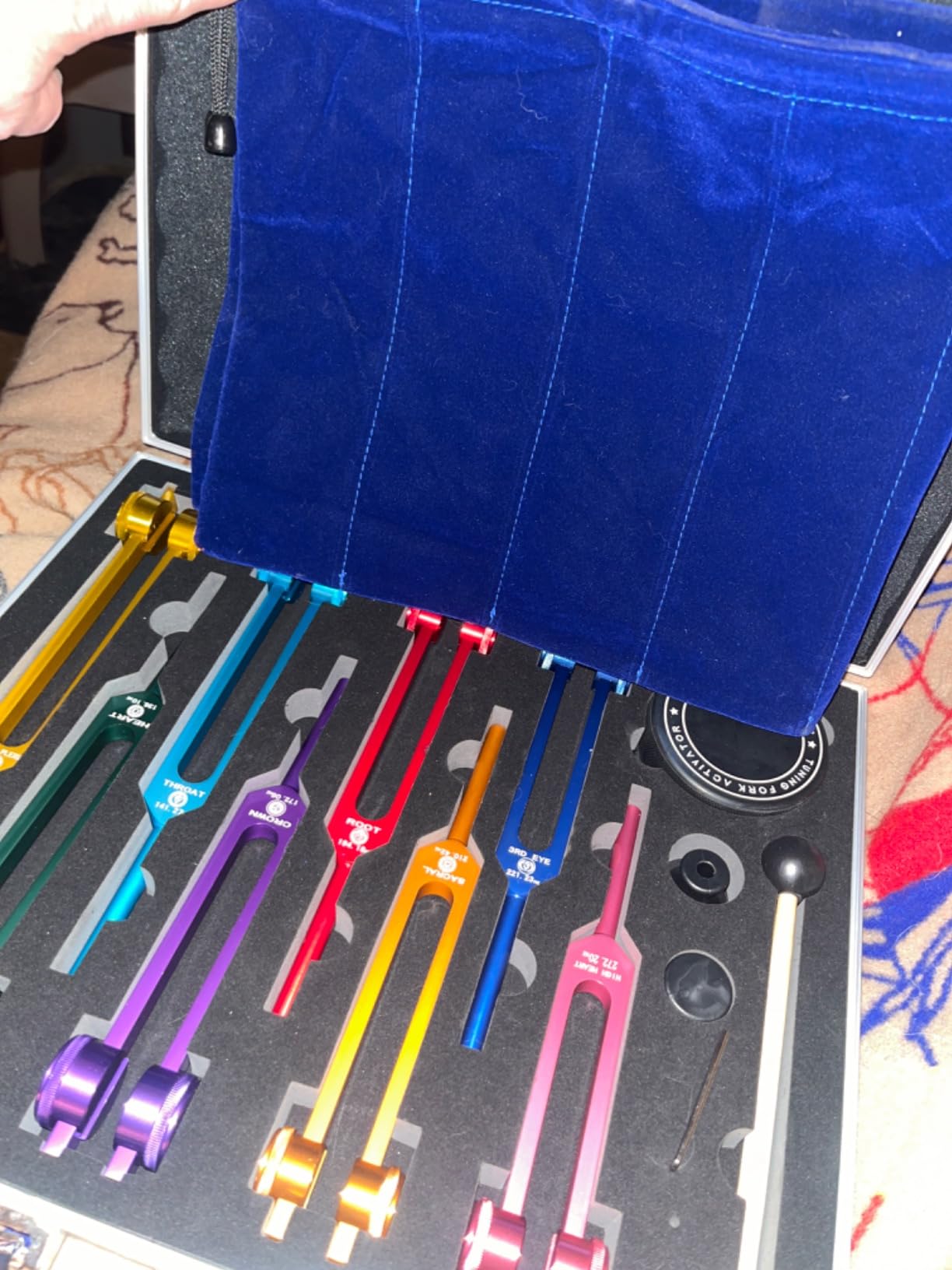 Chakra Tuning Forks Set for Sound Healing and Meditation, Weighted Tuning Forks Kit with Activator, Reiki Energy Tools Set for Vibration Sound Frequency Therapy, Meditation, Yoga, Chakra Balancing customer photo 1