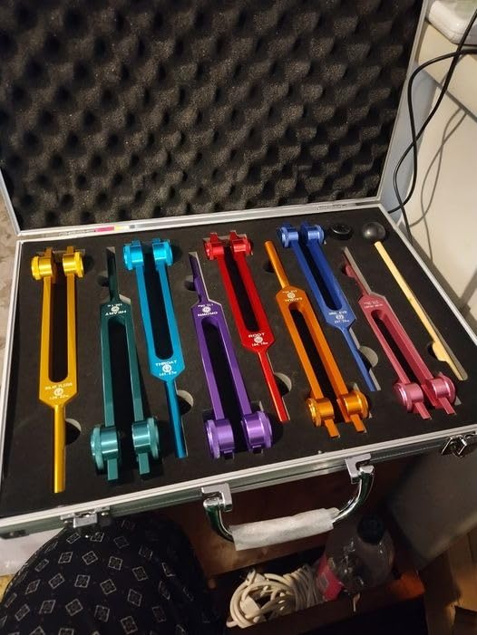 Chakra Tuning Forks Set for Sound Healing and Meditation, Weighted Tuning Forks Kit with Activator, Reiki Energy Tools Set for Vibration Sound Frequency Therapy, Meditation, Yoga, Chakra Balancing customer photo 2