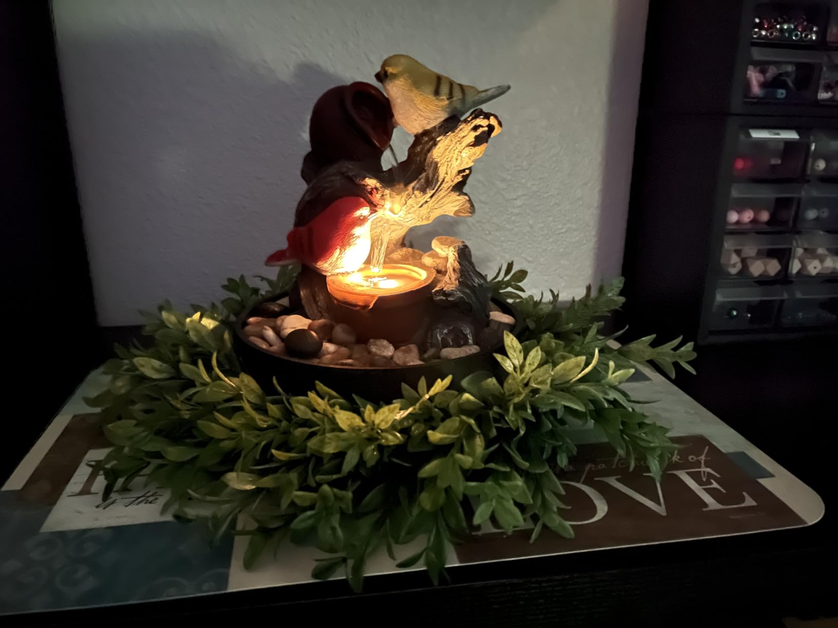 Ferrisland Tabletop Waterfall Fountain Indoor - Buddha Water Fountains 4-Tier Tabletop Waterfall of Zen Meditation Buddha Fountain with LED Warm Light for Office Home and Bedroom Desktop Decor customer photo 1