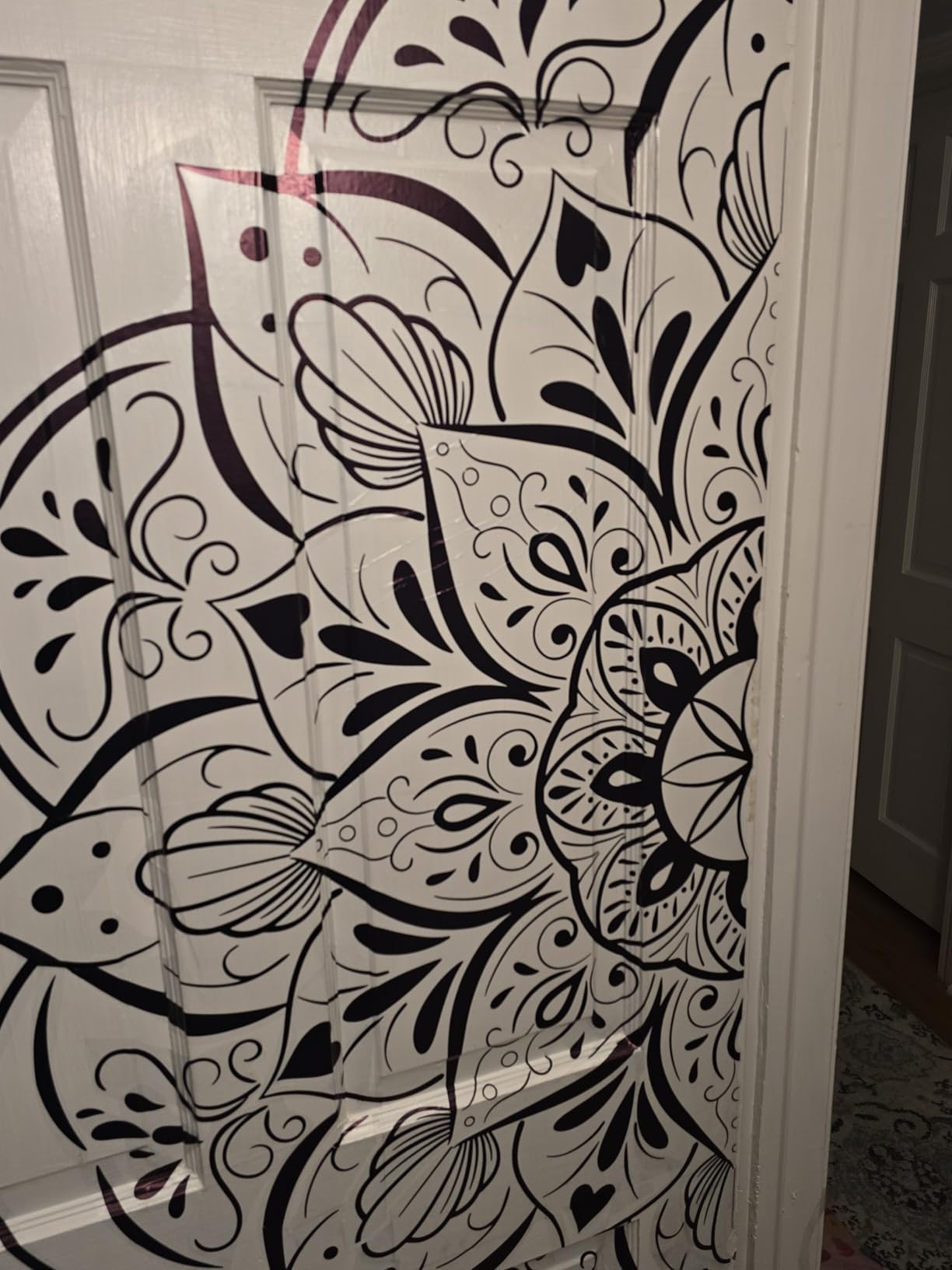 Boho Half Mandala Peel & Stick Wall Decal - Big Indian Flower Wall Sticker, Meditation Wall Art, Removable Headboard Decals for Living Room, Bedroom, Yoga Room customer photo 1