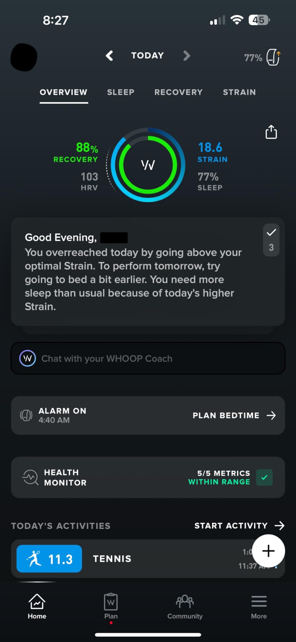 Whoop 4.0 with 12 Month Subscription - Wearable Health, Fitness & Activity Tracker - Continuous Monitoring, Performance Optimization, Heart Rate Tracking customer photo 1