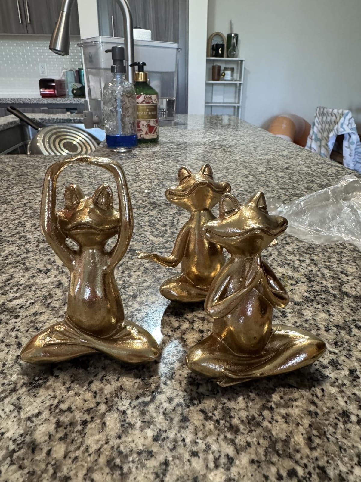 Suoedd Gold Frog Yoga Figurines 3 Pcs, Modern Decor for Shelf, Desk, Office | Bringing Peace, Tranquility, Good Luck, Power, Yoga Frog Statues For Table, Bookshelf, Living Room, Home Decor, Gifts for Mom, Women customer photo 2