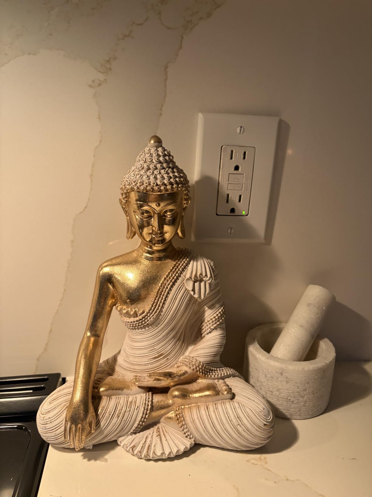 Gold Buddha Statue 10.2'' - Large Indoor Buddha for Home Decor, Zen, Living Room & Meditation customer photo 2