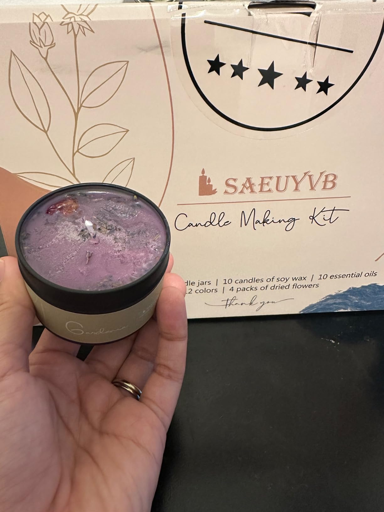 SAEUYVB Candle Making Kit,DIY Soy Candle Making Supplies/Kit for Adults | Beginner-friendly,Complete Candle Kit with Melting Pot,3 lbs Soy Wax,10 Candle Jars,10 Scents and More, Perfect for DIY Craft customer photo 1