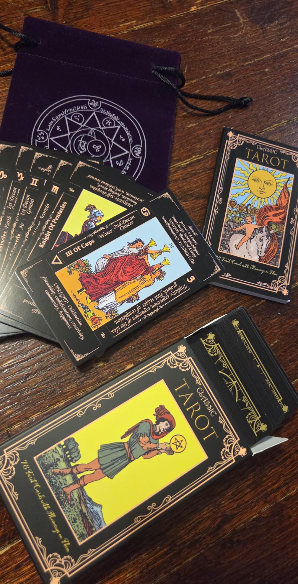 Tarot Cards for Beginners, Classic Tarot Deck with Meanings, Durable Cards with Guide Book, Black customer photo 1