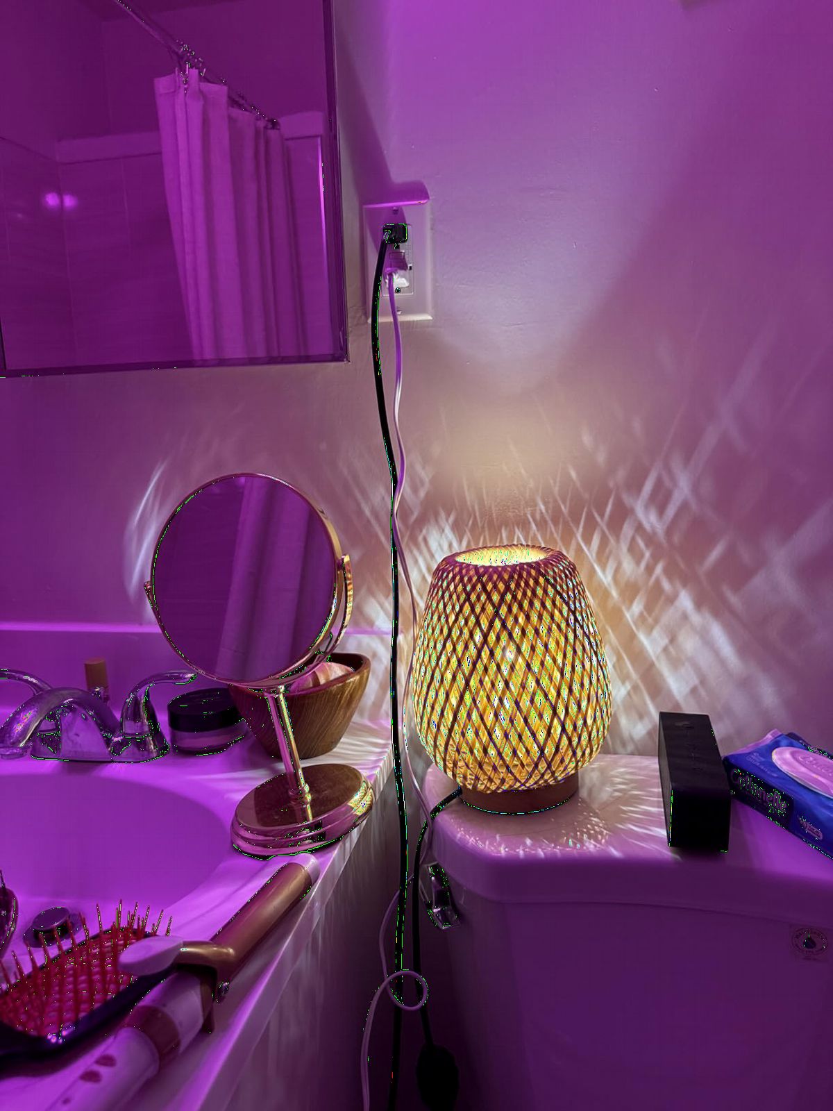 Rattan Table Lamp, Stepless Dimmable Small Beside Lamp, Vintage Wicker Wooden Nightstand Boho Bamboo Woven End Table Lamps for Bedroom Living Room Desk Kids Room, 2700K T45 LED Bulb Included customer photo 2