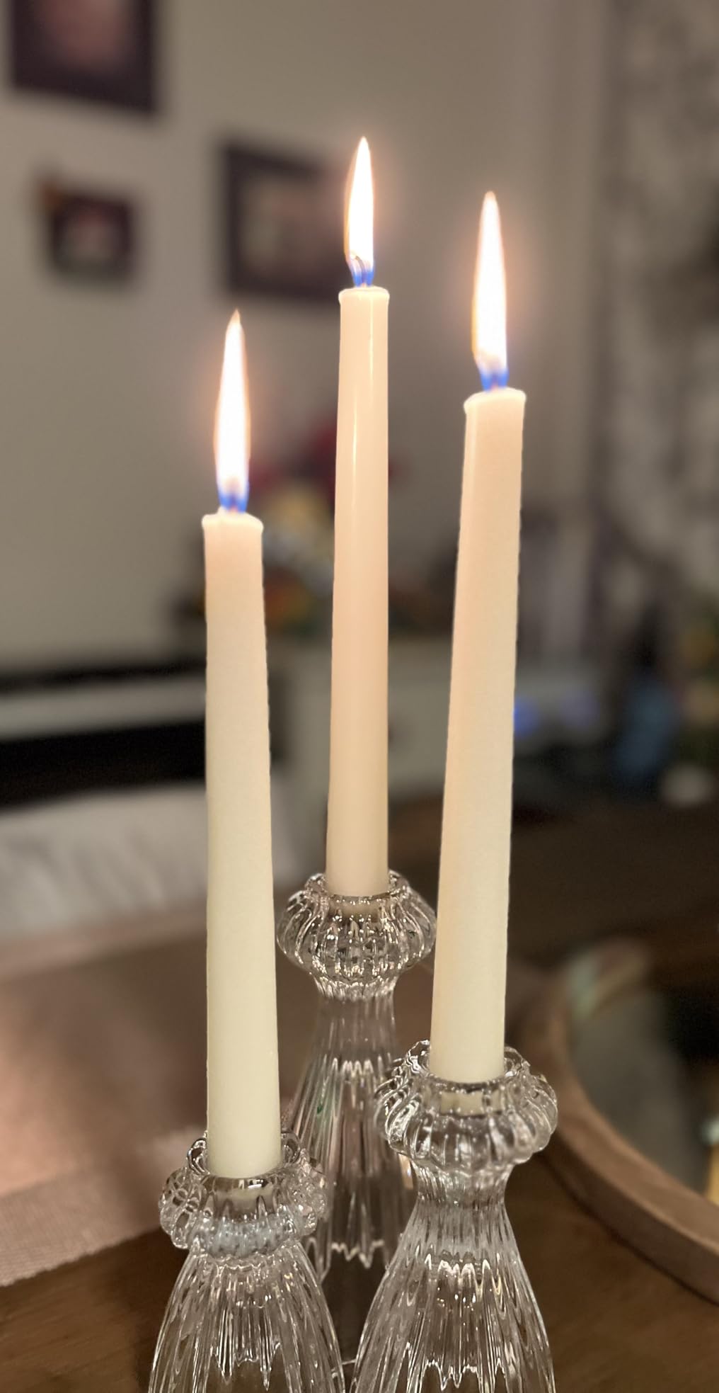 flamecan Ivory Taper Candles, Set of 20 Unscented and Smokeless 10 Inch Taper Candles Long Burning, Paraffin Wax with Cotton Wicks for Burning Approximately 7-8 Hours Time customer photo 1