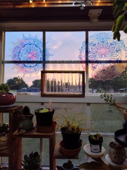 Large Mandala Wall Stickers Mandala Window Decals Yoga Room Wall Decoration | Headboard vinyl decoration, lotus peel and stick, removable, self adhesive, for bedroom living room yoga room home gym decor customer photo 1
