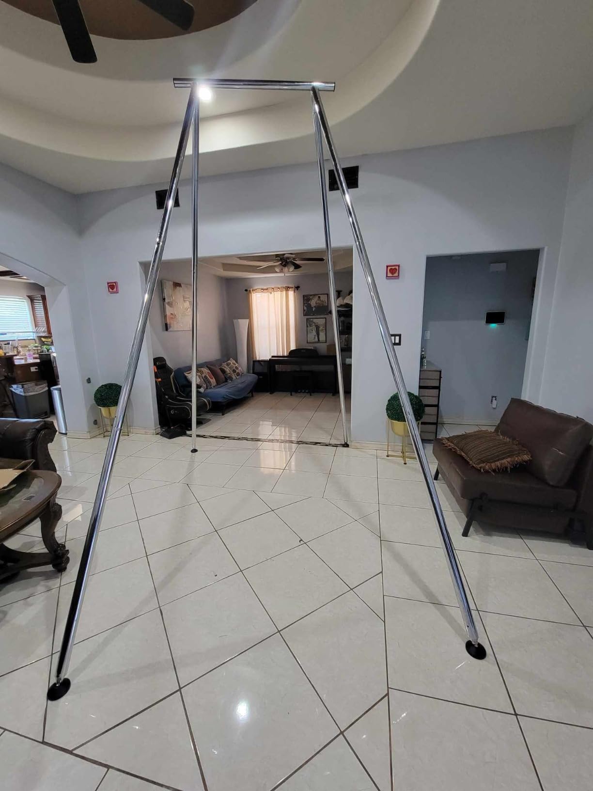 Aerial Rig, Aerial Yoga Stand, 10 FT Frame, 13 YD Fabric, 550 LB Capacity | Houseables Ariel Silk, Arial Yoga Silk, Ariel Swing, Trapeze Swing, Hammock, for Gymnastics, Acrobatics, Indoor, Portable customer photo 2