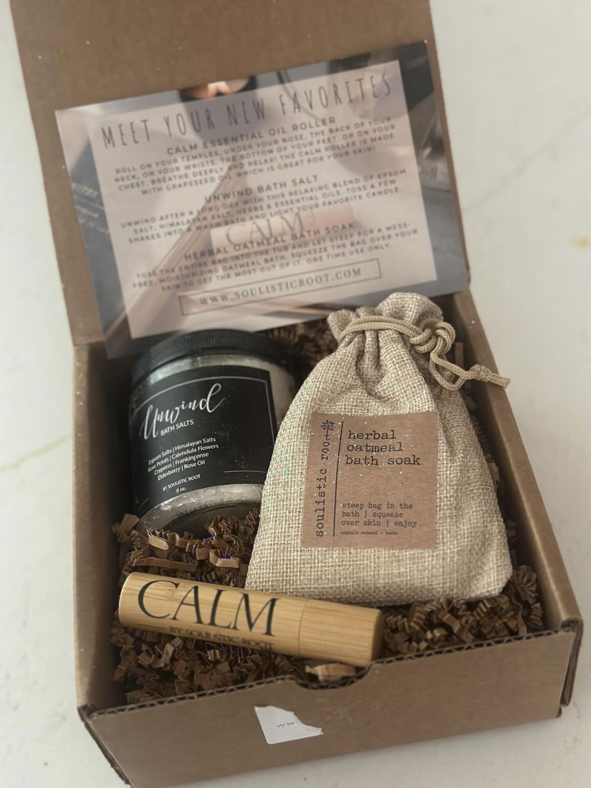 Relaxing Bath Gift Set for Women - Ready-to-Gift Spa Gift Set with Calm Essential Oil Roller, Epsom Bath Salts & Organic Lavender Oatmeal Bath Soak by Soulistic Root customer photo 1