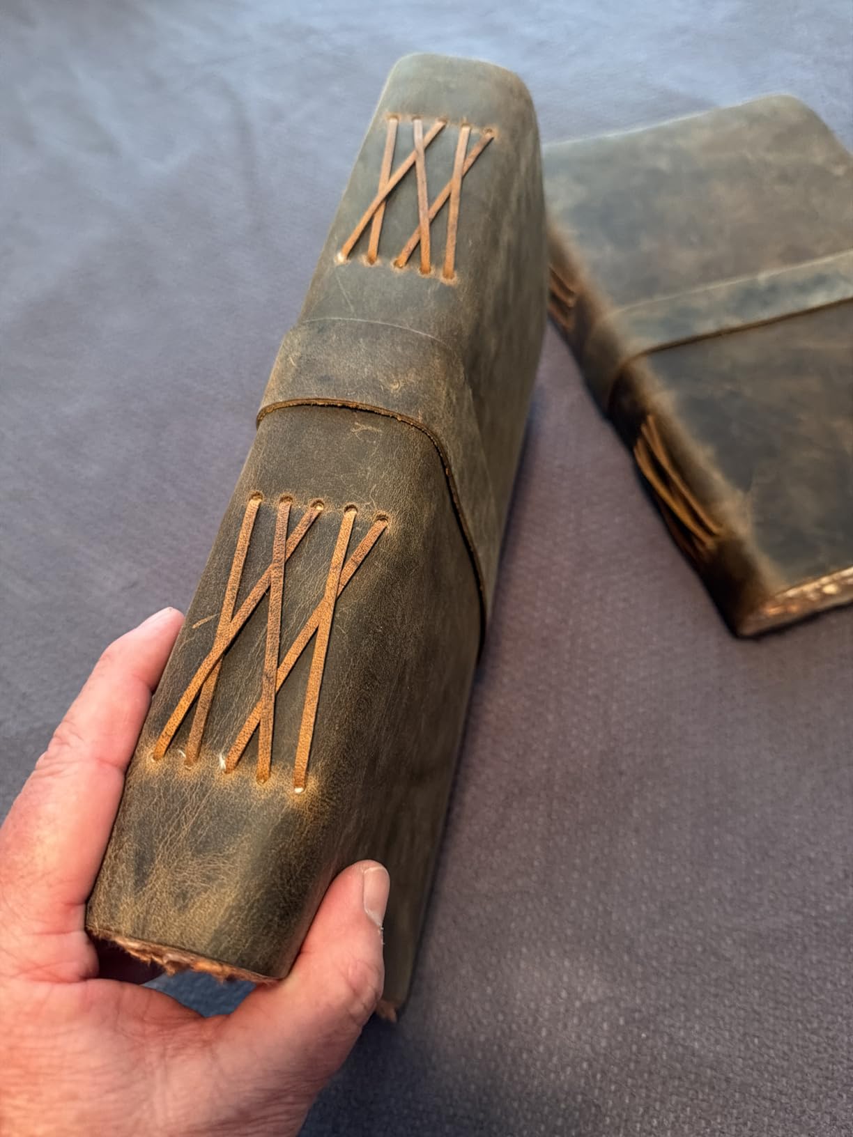 LEATHER VILLAGE Leather Bound Vintage Journal for Women & Men - Book of Shadows - Lock Closure - 200 Pages of Antique Deckle Edges Handmade Watercolor Paper - Rustic Brown - 7X5 inches customer photo 2