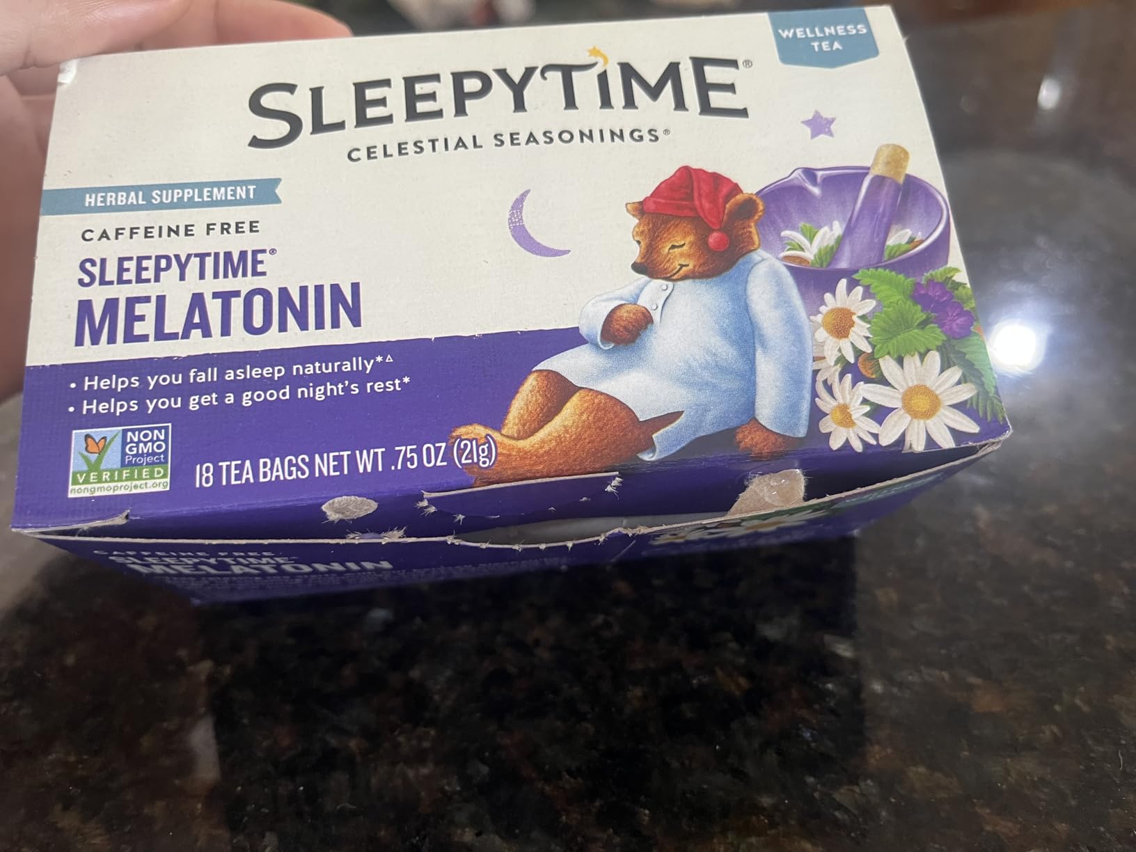 Celestial Seasonings Sleepytime Tea Plus Melatonin, Caffeine Free Herbal Tea, 18 Bag Box customer photo 2