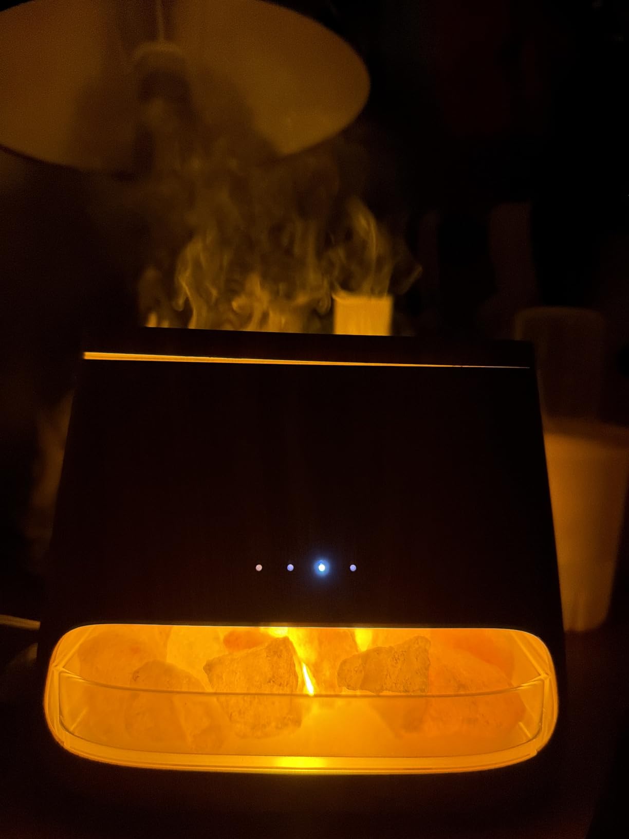 SALKING 2-in-1 Himalayan Salt Lamp Diffuser, Cool Mist Humidifier, Aromatherapy & Himalayan Salt Therapy, 100% Pure Himalayan Salt, Ultrasonic Essential Oil Diffuser with Ambient Glow, 150ml (Dark) customer photo 1