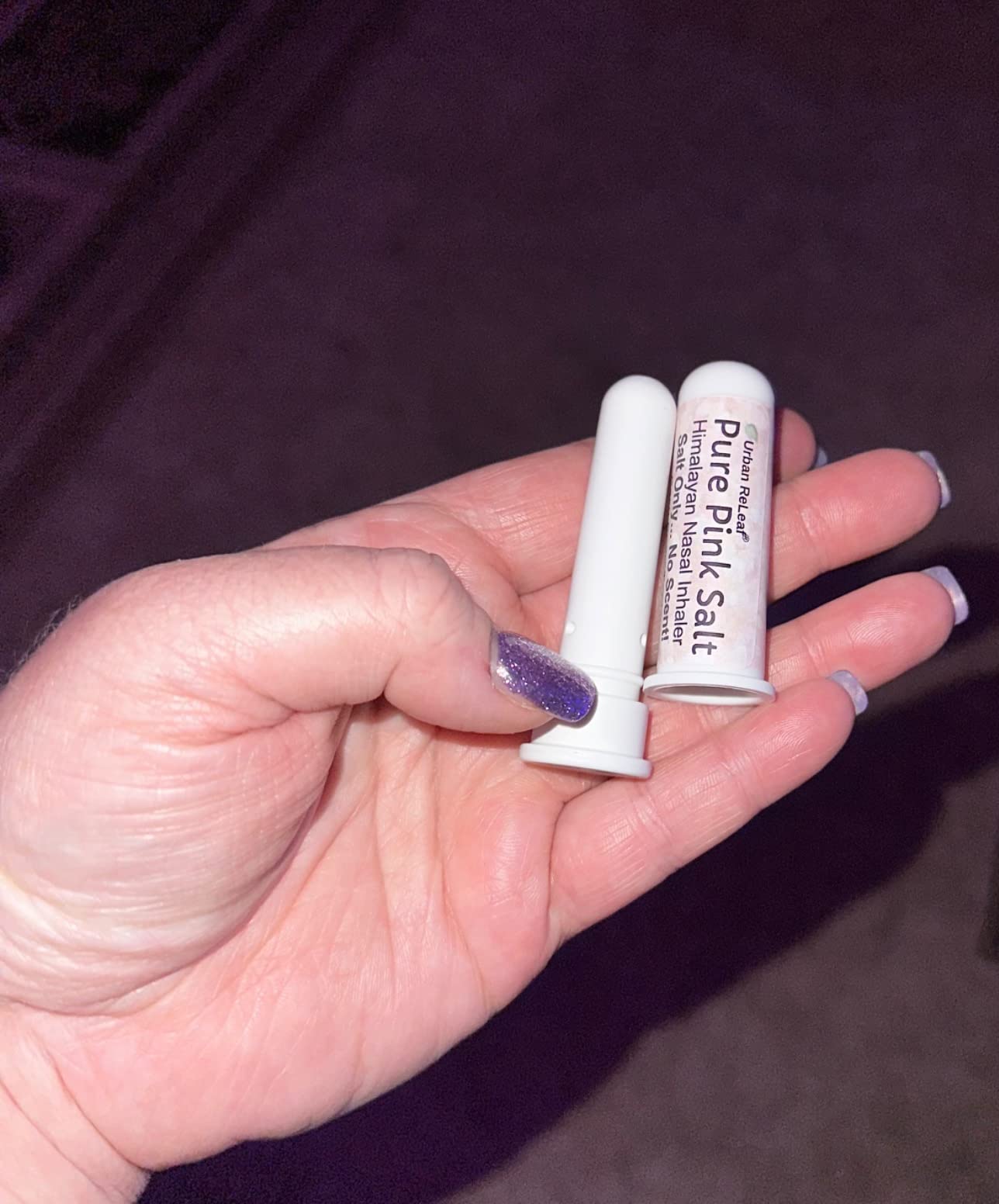Urban ReLeaf Pure Pink Salt Himalayan Aromatherapy Nasal Inhaler. No Scent. 100% Natural Breathe Fresh Solution! Easy Open Snap Top. Made in USA. No Mess. Pocket Size. customer photo 1