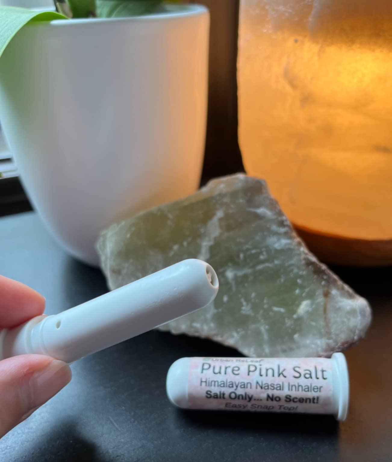 Urban ReLeaf Pure Pink Salt Himalayan Aromatherapy Nasal Inhaler. No Scent. 100% Natural Breathe Fresh Solution! Easy Open Snap Top. Made in USA. No Mess. Pocket Size. customer photo 2