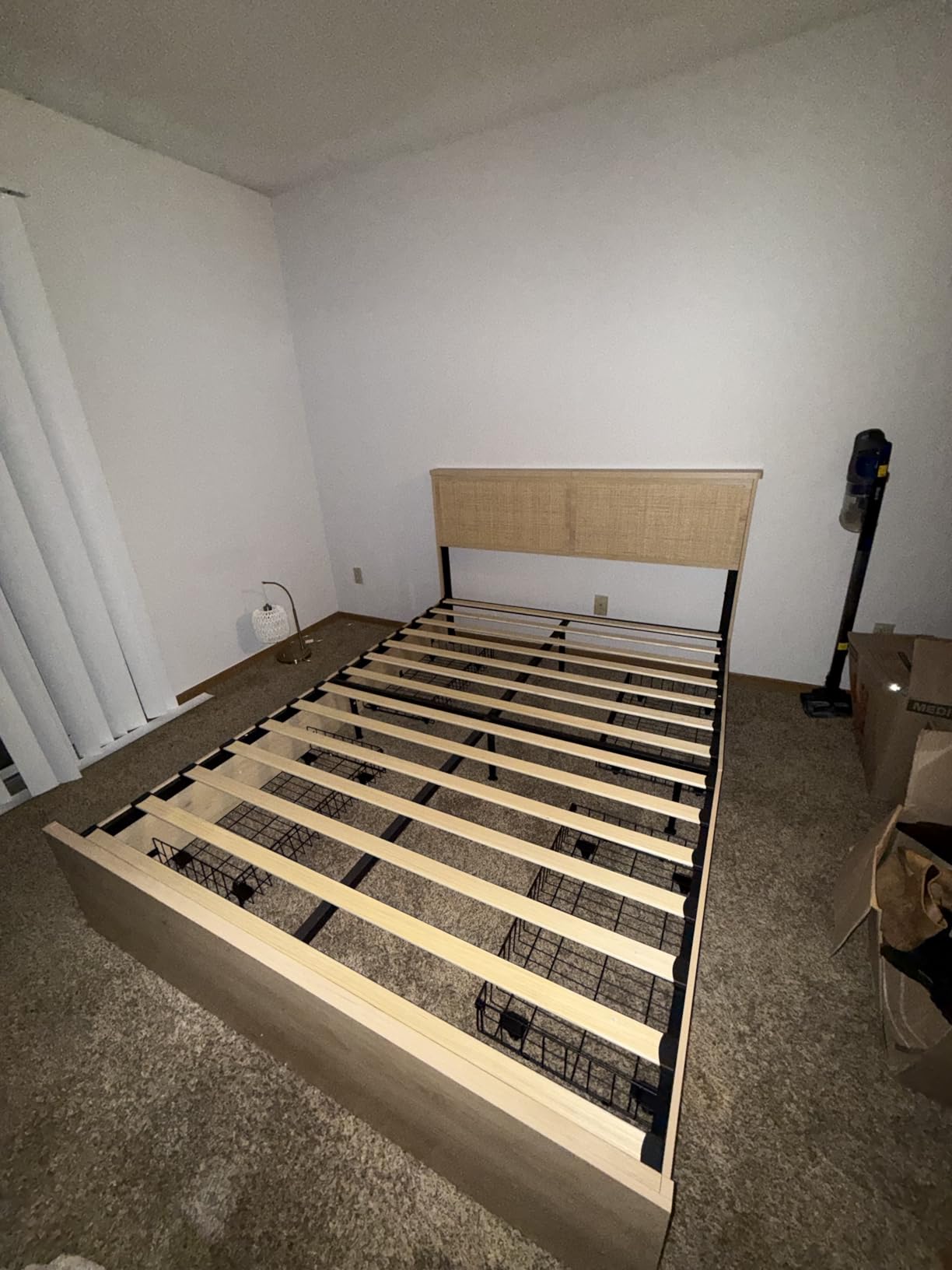 Queen Bed Frame with Natural Rattan Headboard and Wooden 4 Storage Drawers, Metal Platform with Strong Wooden Slats Support, Boho Cane Bed Mattress Foundation, No Box Spring Needed customer photo 1
