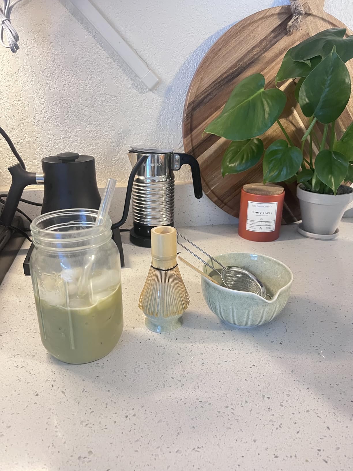 TANG PIN Matcha Set - Match Bowl and Whisk, 15 OZ Matcha Whisk Set | Matcha Scoop | Matcha Whisk Stand (Chasen Holder) - 5pc Perfect Matcha Kit for Matcha Tea Ceremony (Mottled Green) customer photo 1