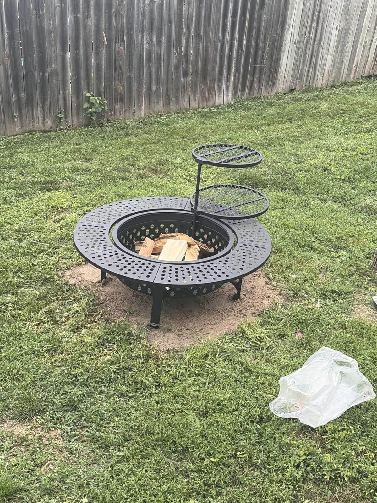 OutVue 36 Inch Fire Pit with 2 Grills, Wood Burning Fire Pits for Outside | Fire Pit with Lid, Poker & Round Waterproof Cover, BBQ & Outdoor Firepit & Round Metal Table 3 in 1 for Patio, Picnic, Party customer photo 1