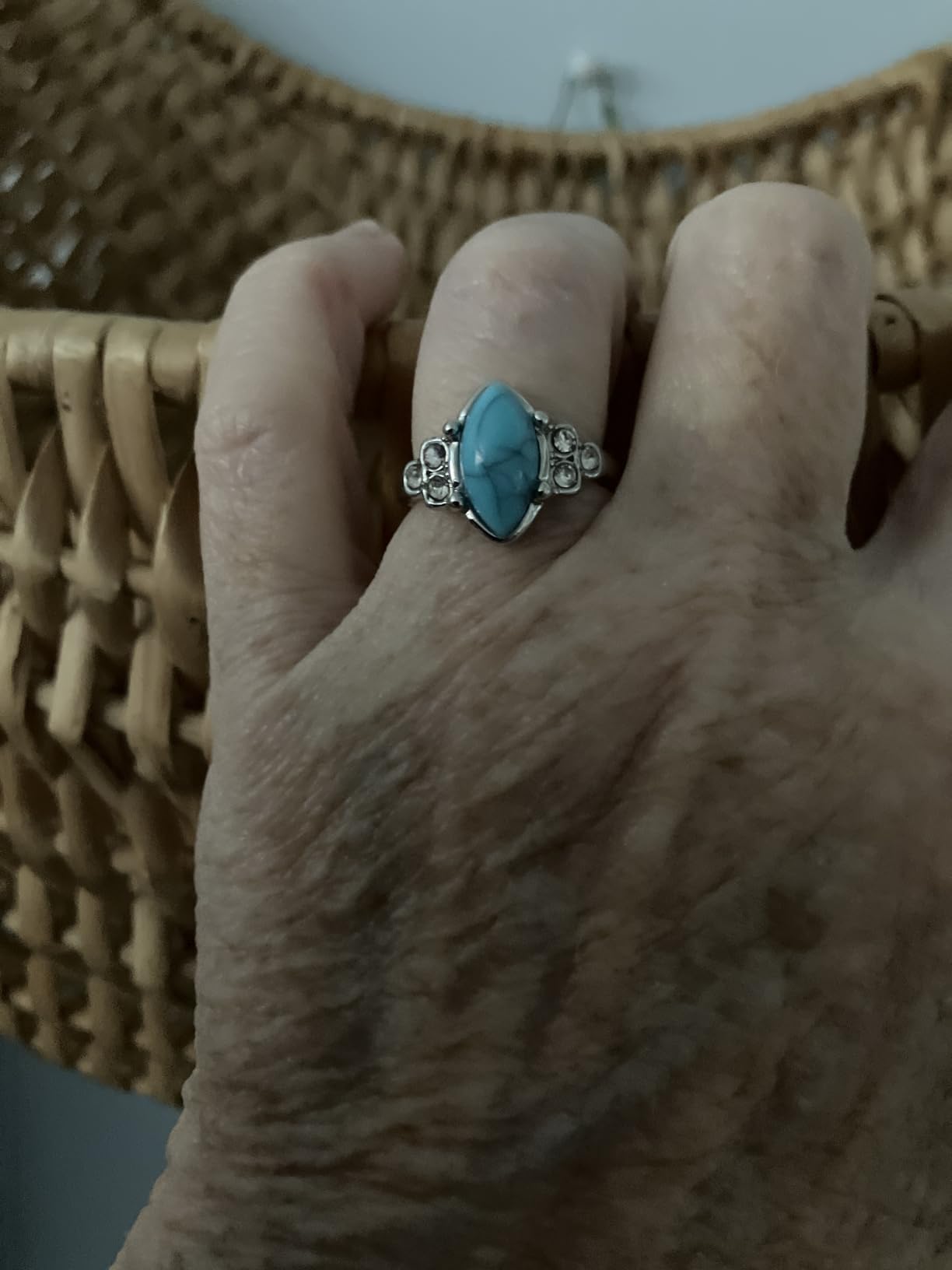 3 PCS Natural Turquoise Diamond Ring Set - Western Jewelry Silver Color Rings for Women - Bohemian Joint Knuckle Finger Rings With Sparkling Natural Gemstone customer photo 1