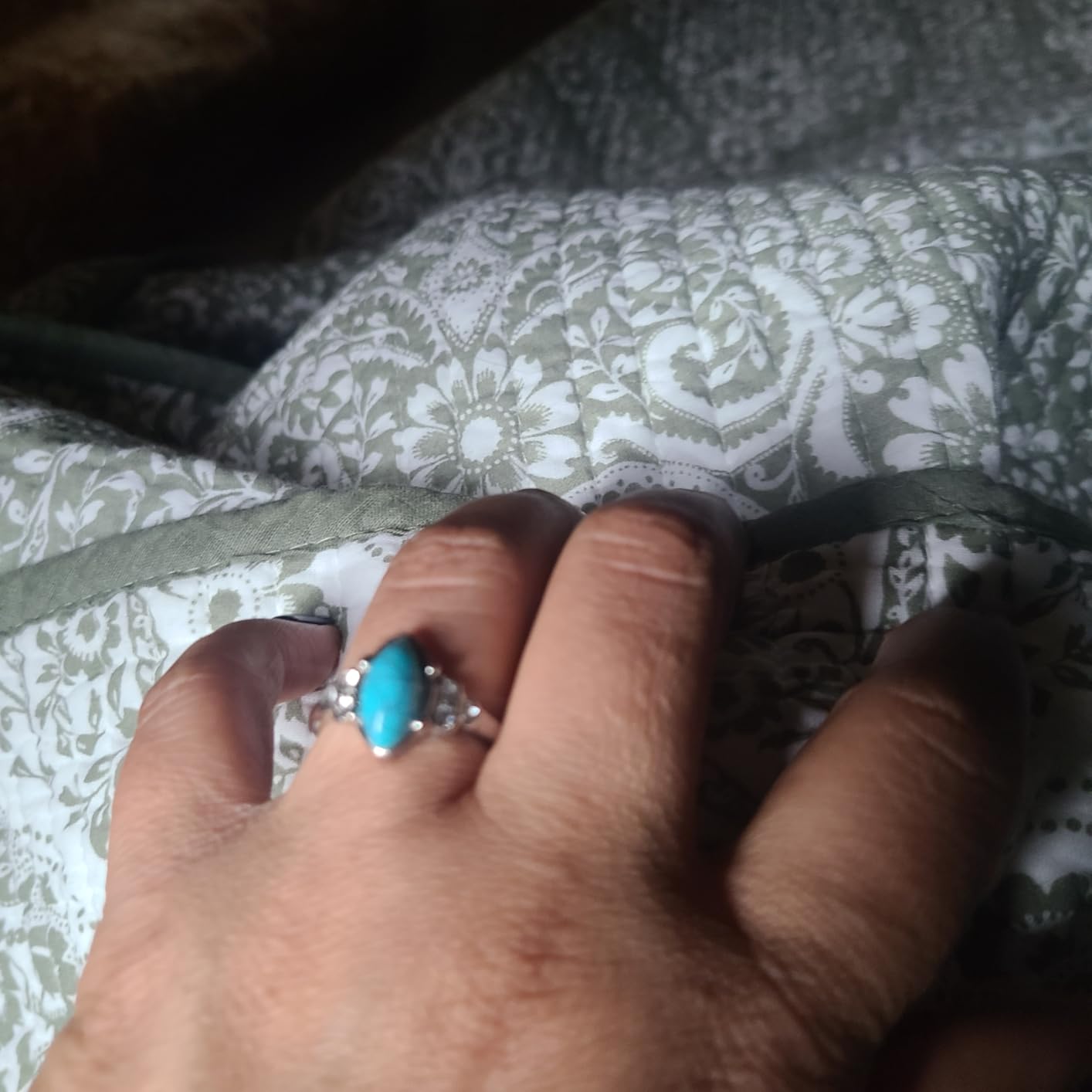 3 PCS Natural Turquoise Diamond Ring Set - Western Jewelry Silver Color Rings for Women - Bohemian Joint Knuckle Finger Rings With Sparkling Natural Gemstone customer photo 2