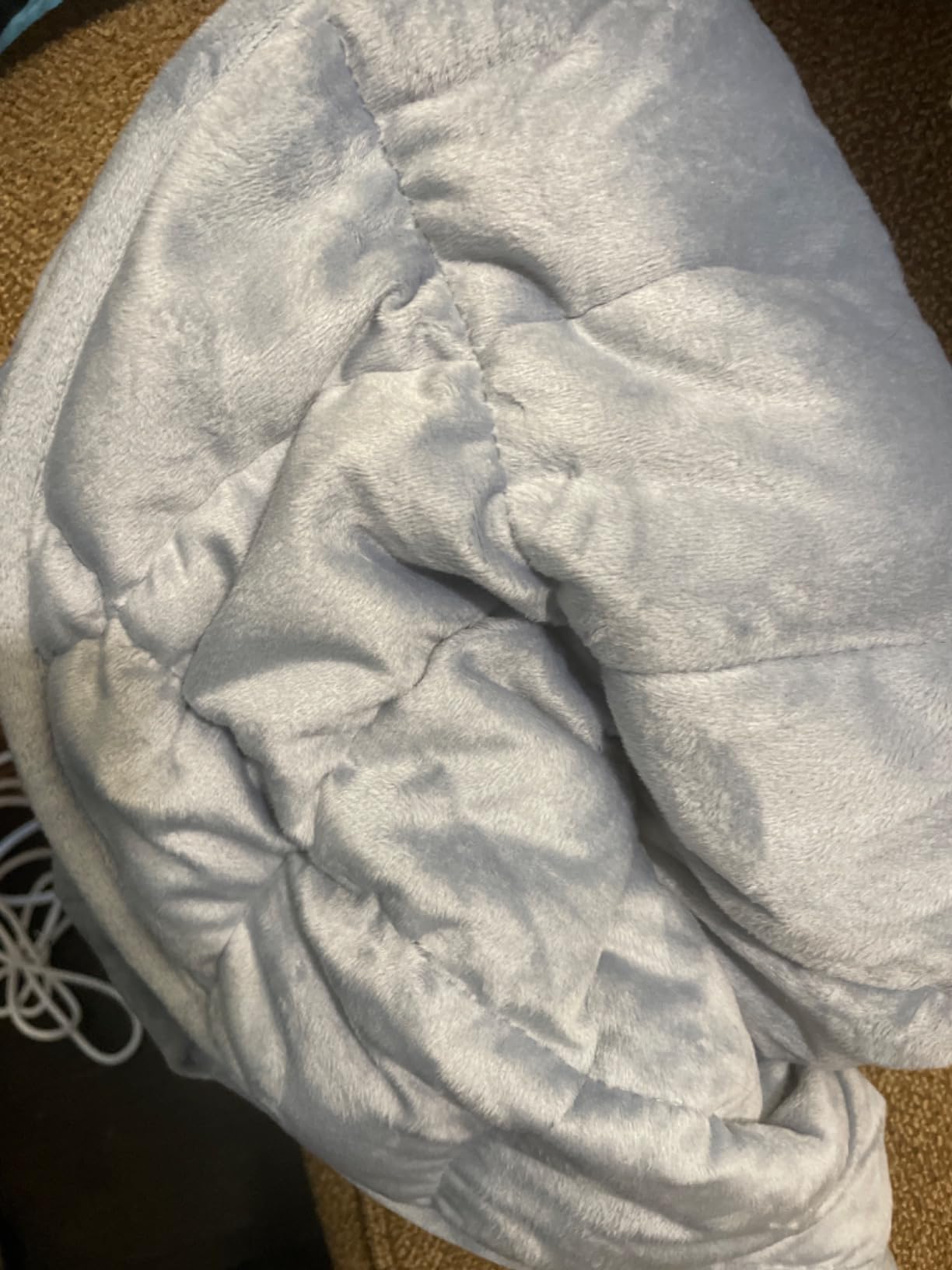 Wemore Weighted Lap Blanket 7lbs, 24x29 Small Travel Blankets for Adults | Weighted Lap Pad for Relaxation, Stress Relief & Better Sleep; Soft Blankets Throw; Machine Washable; Glass Beads; Light Grey customer photo 2