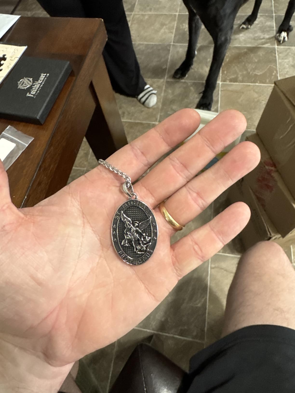 FaithHeart Saint Michael Pendant Necklace for Men, with 22