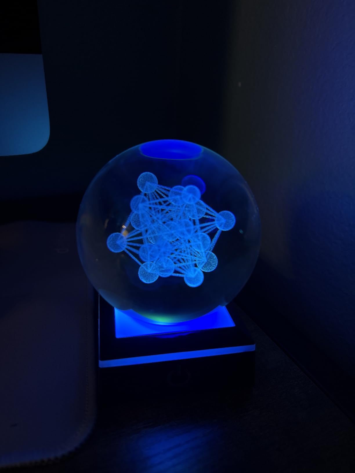 Qianwei 3D Metatron's Cube Crystal Ball with LED Colorful Lighting Touch Base - Flower of Life Night Light - Grid Sacred Geometry Sphere for Meditation Decor Spiritual Decor customer photo 1