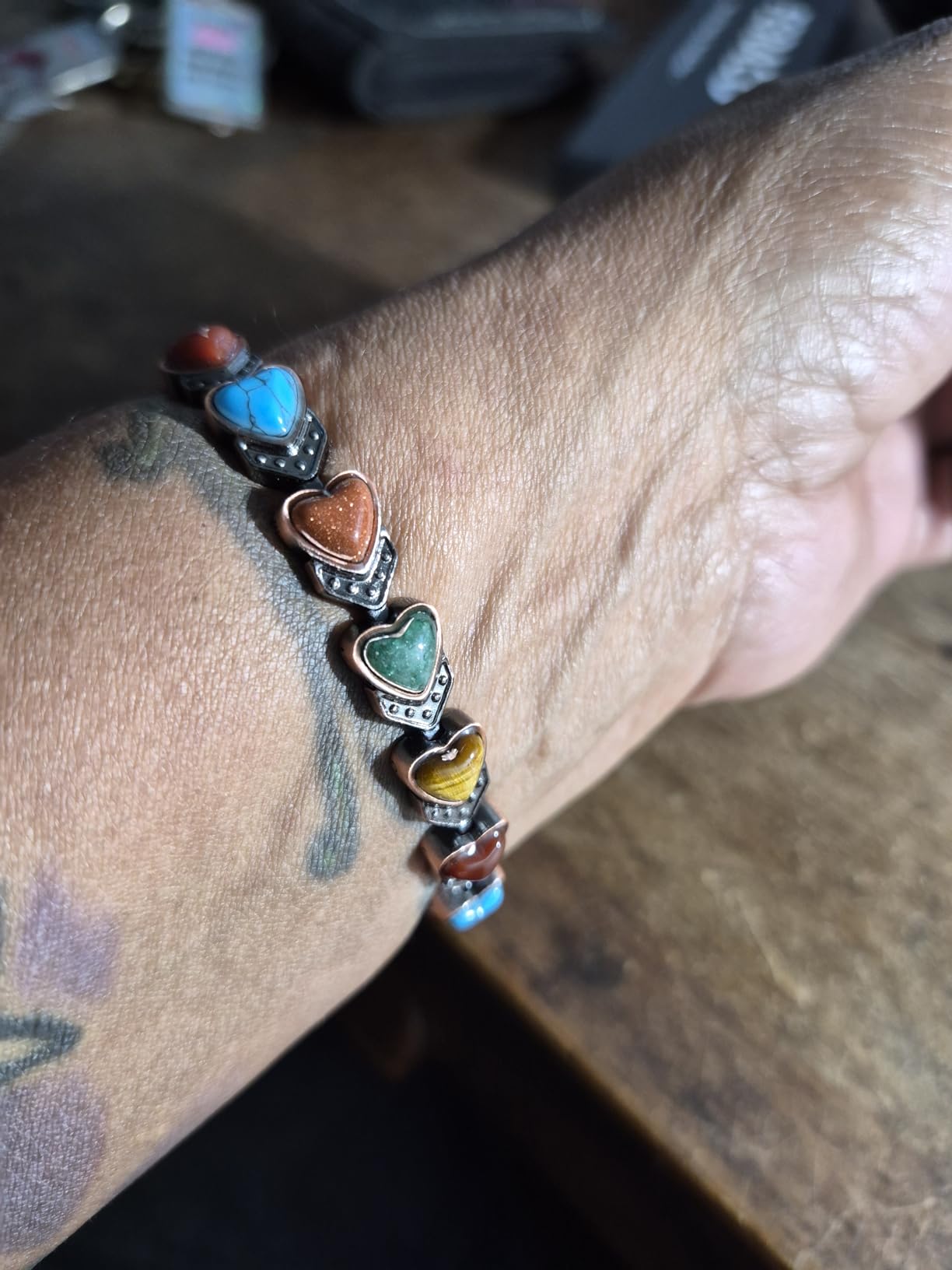 Feraco Pure Copper Bracelets for Women, Ultra Strength Magnetic Bracelet | 3800 Gauss Magnets, Natural Turquoise & Stones, Adjustable, Jewelry Gift customer photo 1