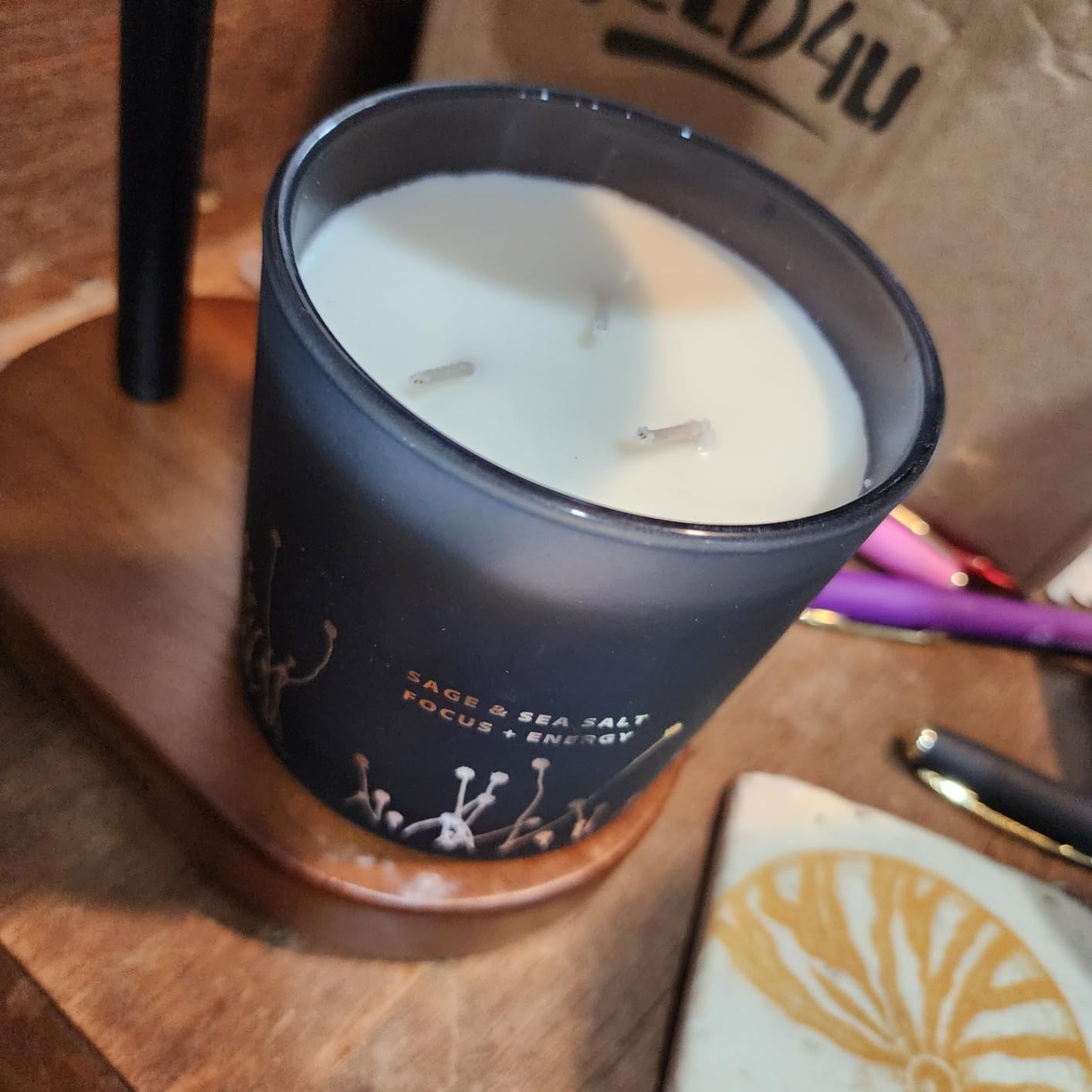 White Sage Sea Salt 3 Wick Candle - Large Soy Scented Candle 14.5 oz - Sage Candle for Cleansing House - Aromatherapy Energy Cleansing Candle for Home, Stress Relief, Women & Men customer photo 1
