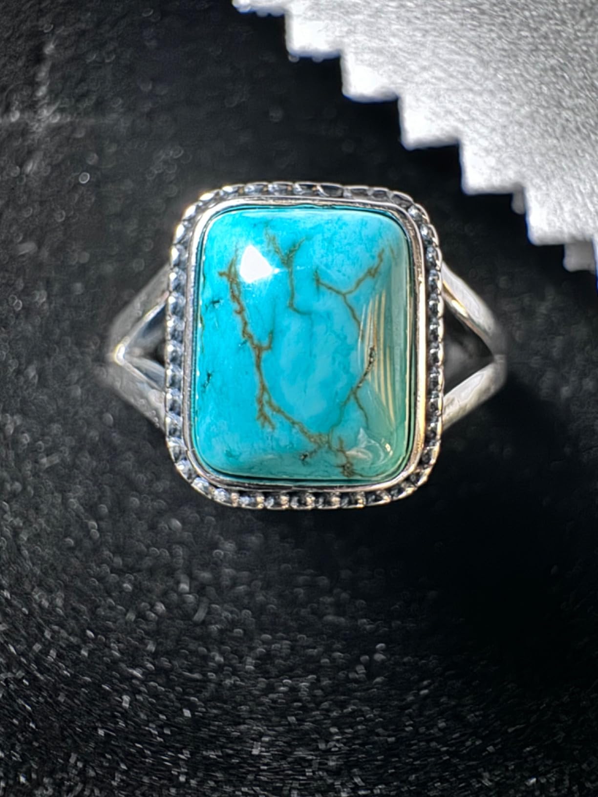 Turquoise Ring for Women, 925 Sterling Silver Square Cut Native American Natural Turquoise Genuine Gemstones Jewelry Gift for Women Mom Wife customer photo 2