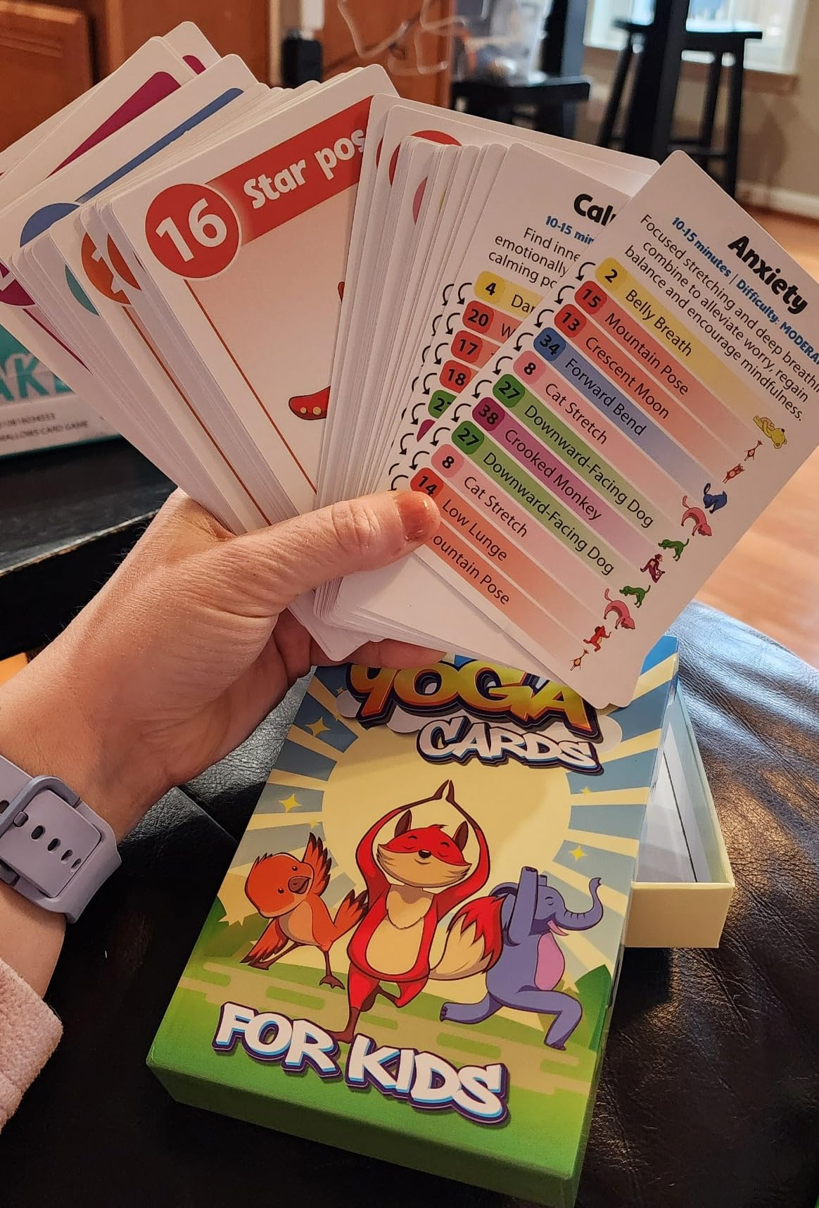 Yoga Cards for Kids, Age 5+, 44 Fun Animal Poses & Breathing Exercise Game | Calm-down & self-regulation; 8 flows for bedtime, classroom, therapy & gifts; mindfulness & meditation - Talking Point Cards customer photo 2