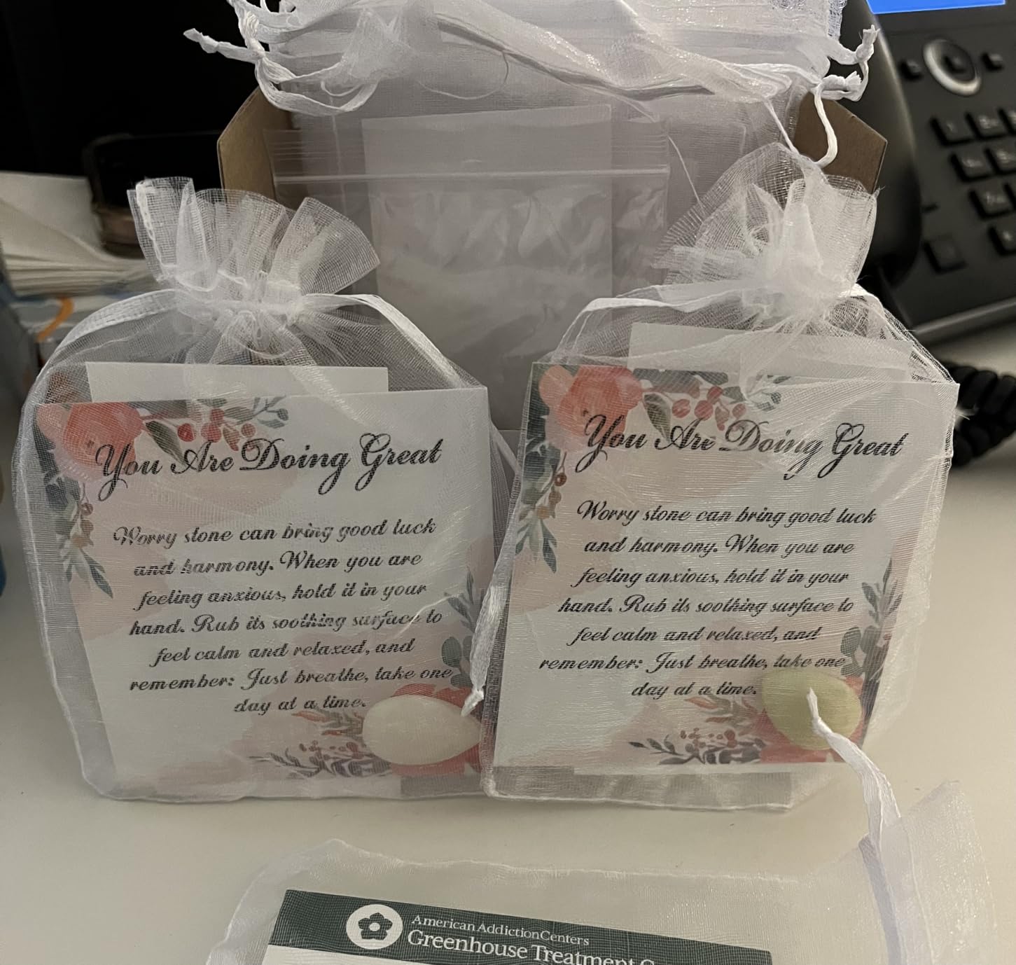 50 Sets Anxiety Inspirational Gifts Include 50 Thumb Worry Stone 50 Inspirational Tags 50 Organza Bags Encouragement Gifts for Men Women Anxiety Relief Items Chakra Crystal Set for Meditation customer photo 2