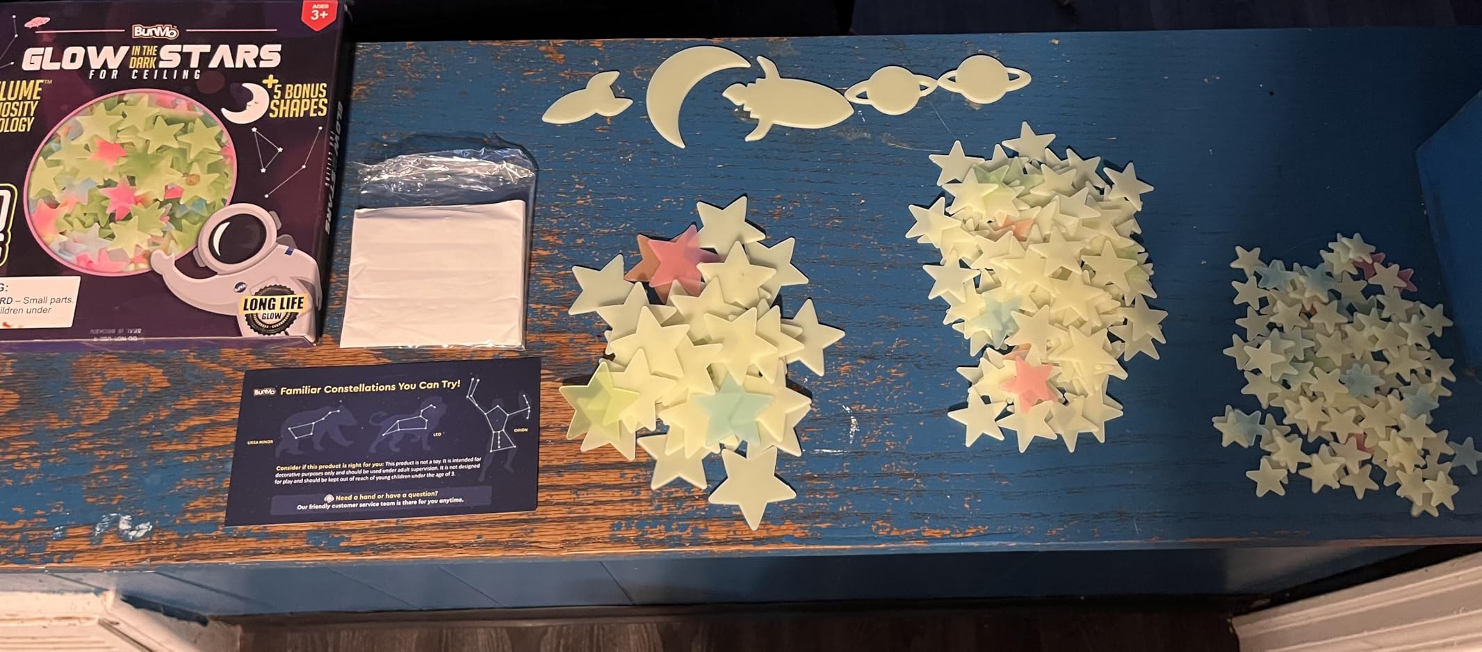 BUNMO Glow in The Dark Stars for Ceiling & Walls - 280 Piece Bright Wall Stickers, Long Lasting Non-Toxic Decals with Moons & Planets for Kids Bedroom, Nursery & Room Decor customer photo 1